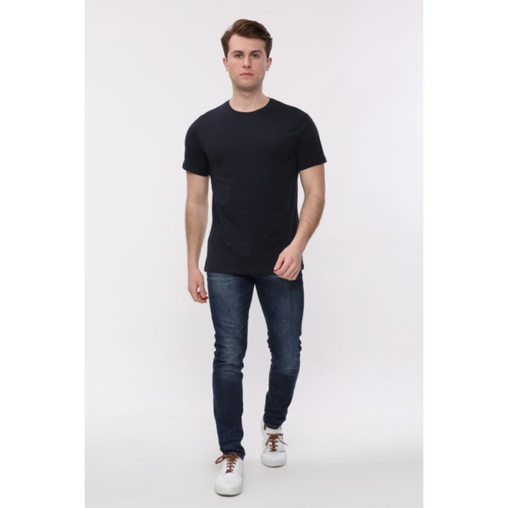 Cotlinn Erkek Battal Büyük Beden Bisiklet Yaka Lacivert T-Shirt Erkek T-shirt Fiyatı