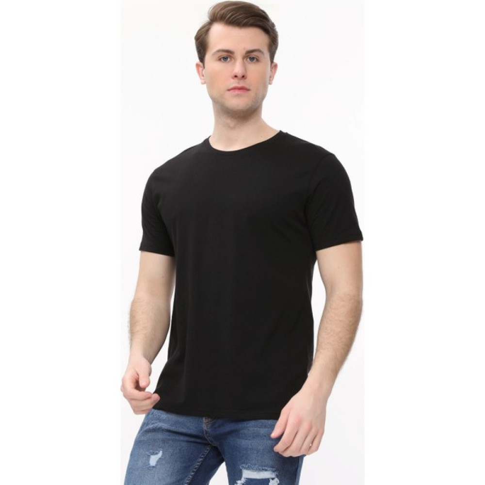 Cotlinn Erkek Battal Büyük Beden Bisiklet Yaka Siyah T-Shirt Erkek T-shirt Fiyatı