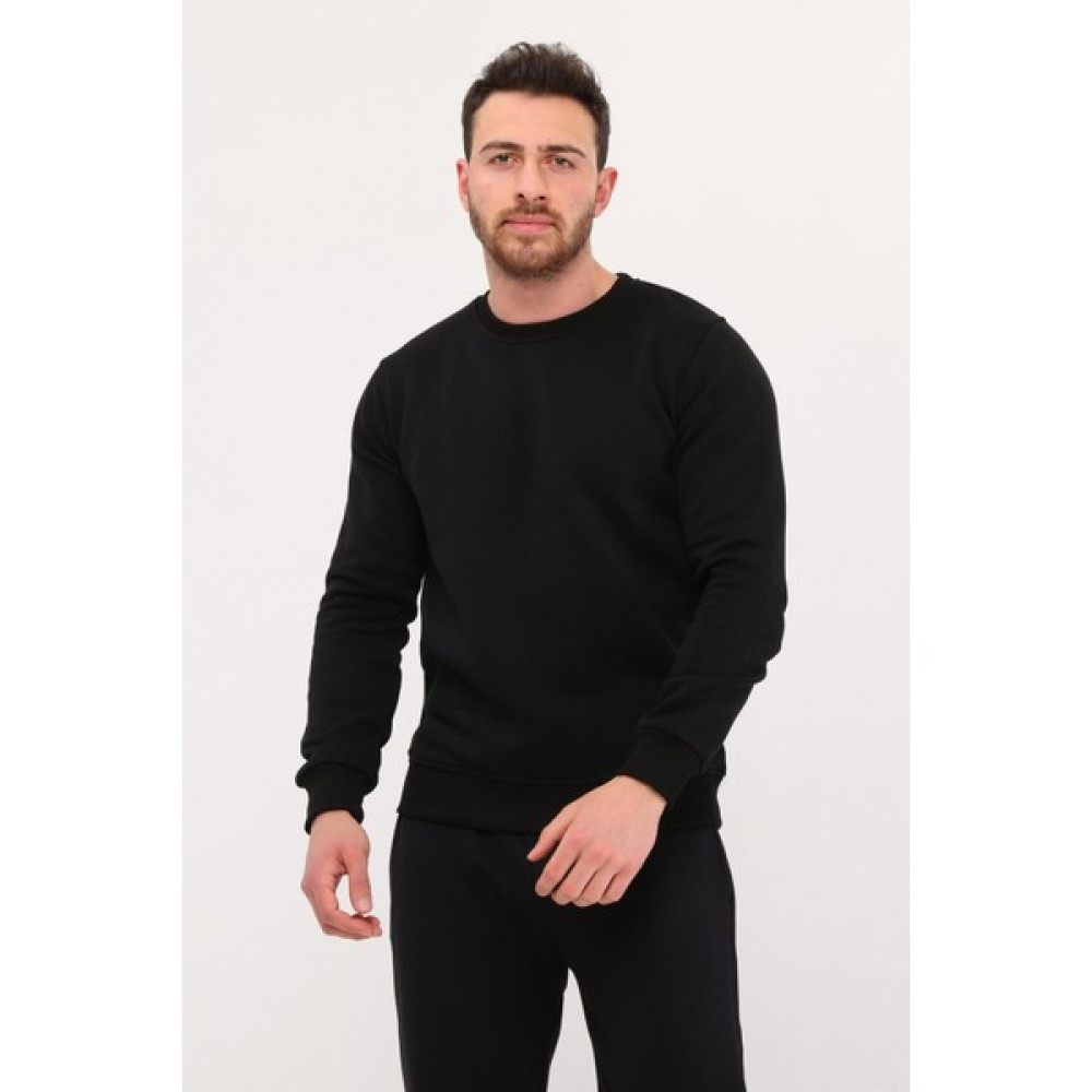 Cotlinn Erkek Siyah Bisiklet Yaka Sweatshirt Erkek Sweatshirt Fiyatı