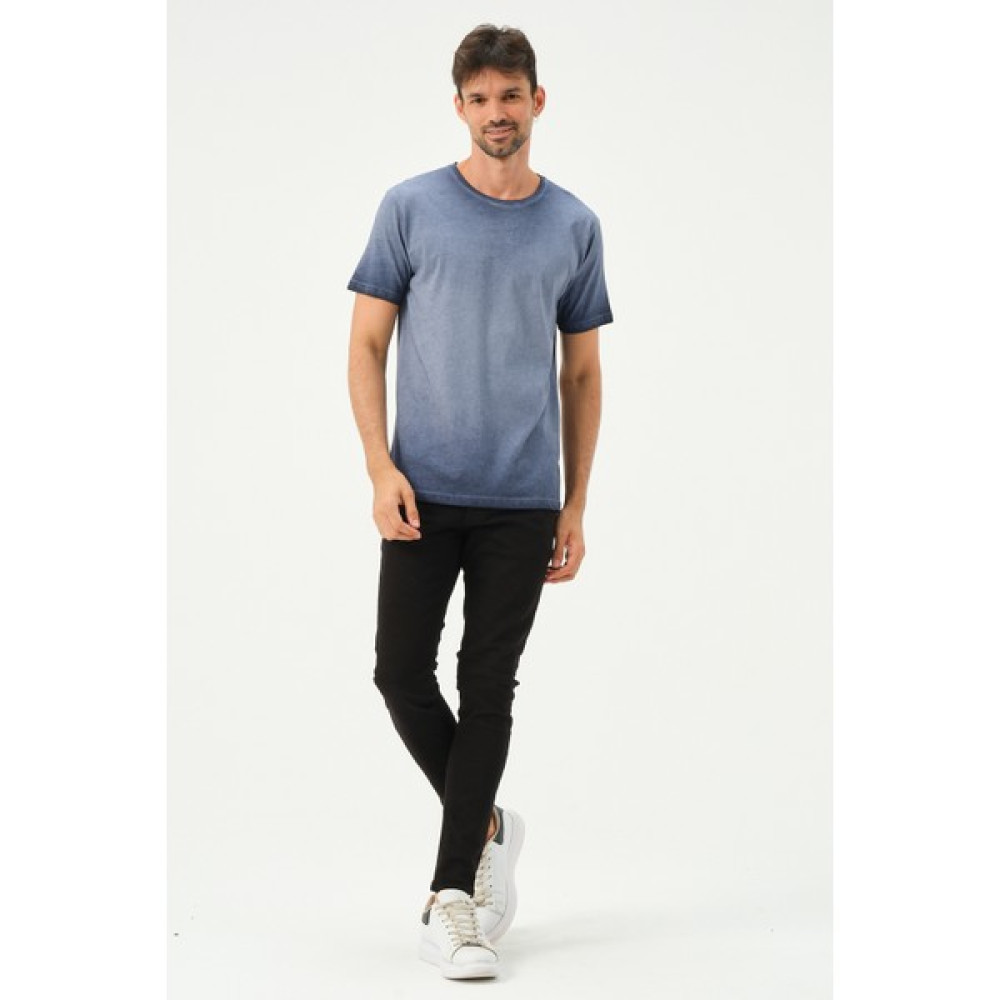 Cotlinn Yıkamalı Regular Fit Bisiklet Yaka Lacivert Erkek T-Shirt Erkek T-shirt Fiyatı