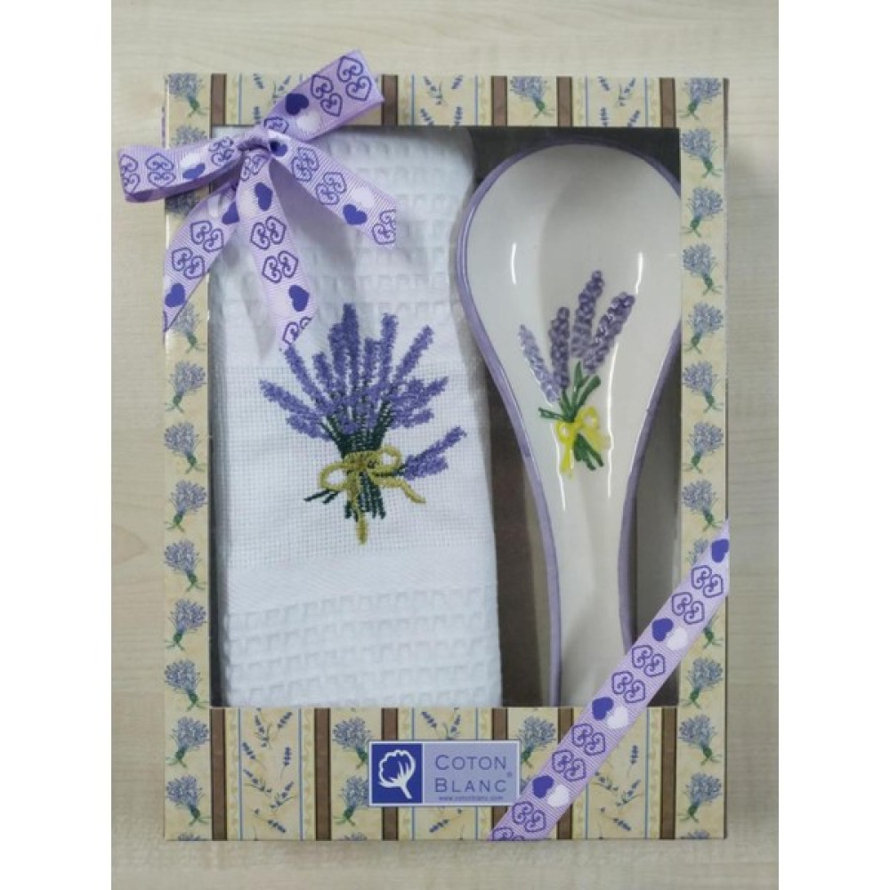 Coton Blanc Mutfak Kurulama Bezi + Seramik Kaşıklık - 50 x 70 cm - Beyaz El / Yüz Havlusu Fiyatı