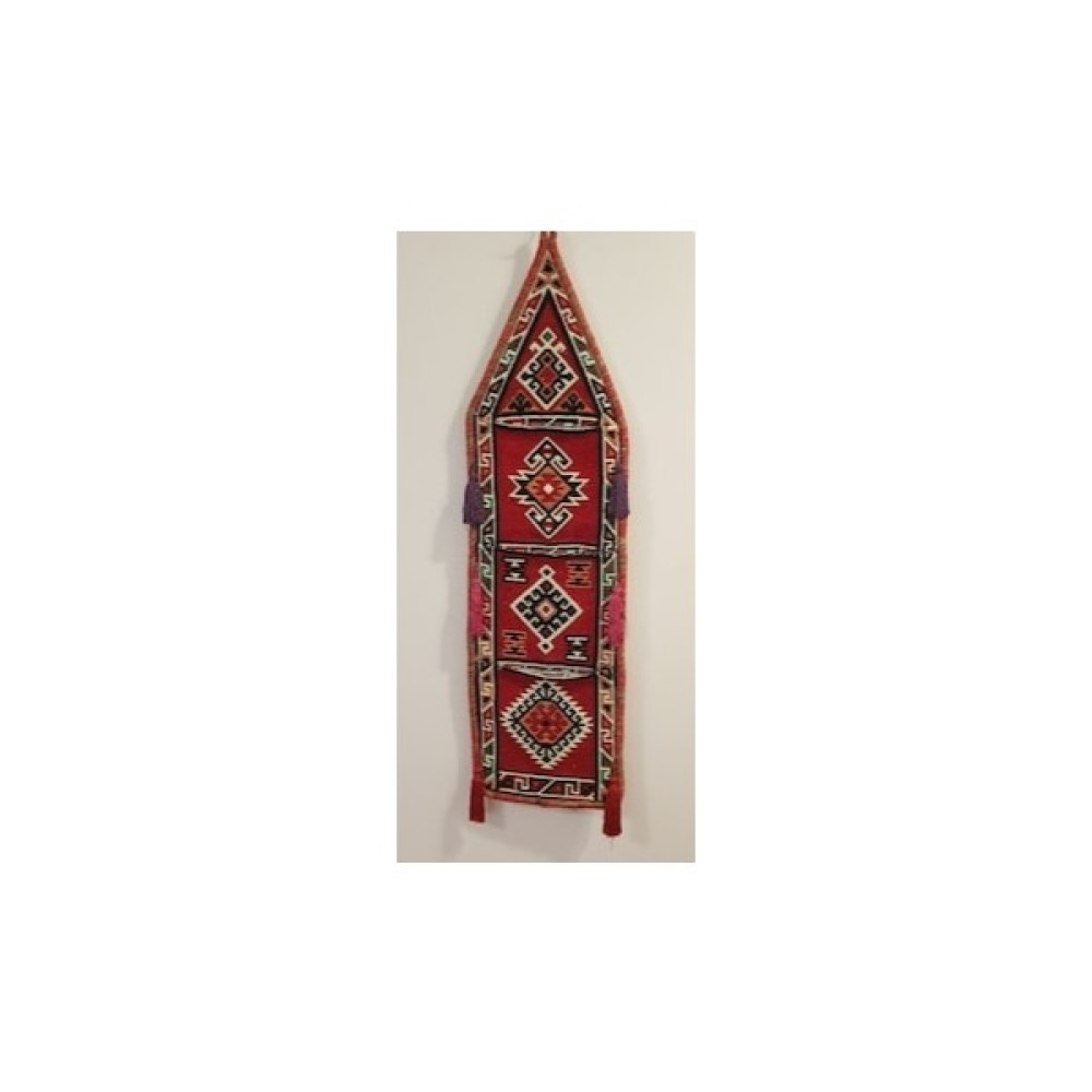 Coton Şark Köşesi Dokuma 3 Cepli Heybe Kırmızı - 24 x 82 cm Kilim Fiyatı