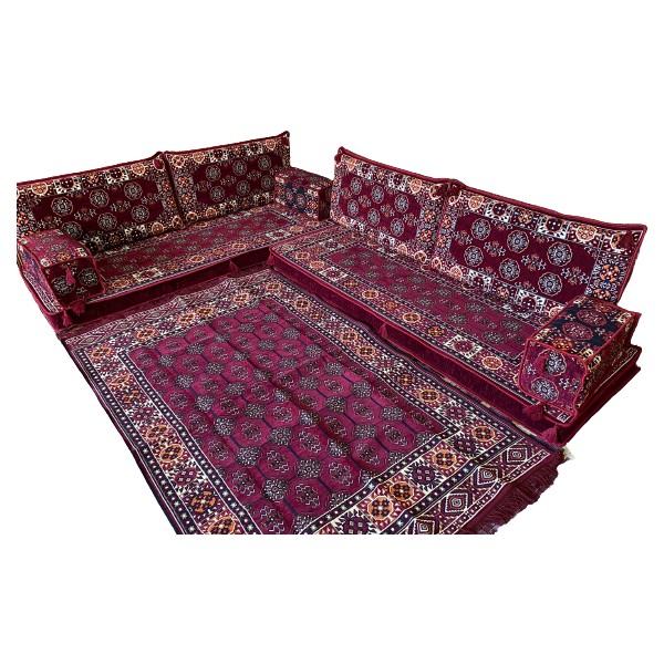 Coton Şark Köşesi Minderi Otantik Desenli 120x180cm Kilim Takımı Konsept Bordo Kilim Fiyatı