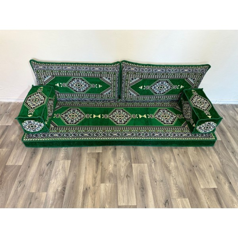 Coton Şark Köşesi Saraylı Desenli Minder Takımı Yeşil 5 Parça Puf Fiyatı