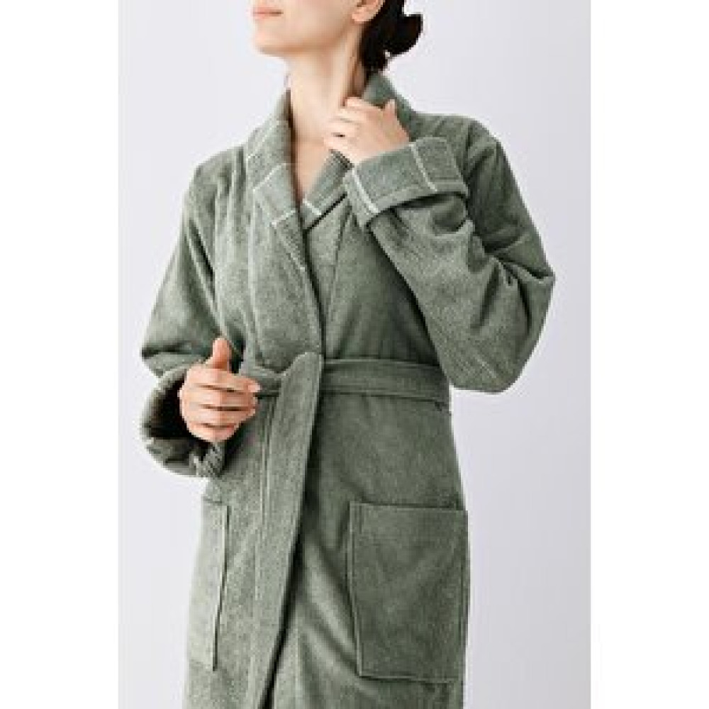COTTO N MANIA Carmine Robe Olive - Ekstra Yumusak, Modern Ve Özel Tasarım %100 Pamuk Unisex Şalyaka Bornoz S/M Bornoz Fiyatı