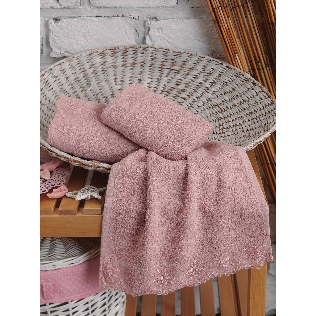 Cotton Box 3 lü Gipürlü Havlu Seti Pudra El / Yüz Havlusu Fiyatı