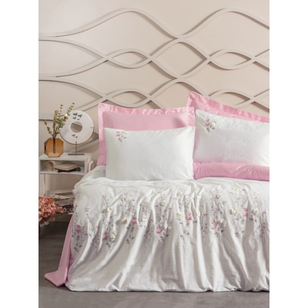 Cotton Box 3D Nakışlı Saten Çift Kişilik Nevresim Takımı Jolie Pembe - 200 x 220 cm Nevresim Takımı Fiyatı