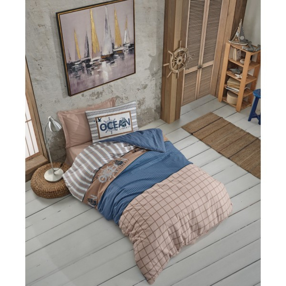 Cotton Box Cotton Box  Genç Ranforce Nevresim Takımı Tek Kişilik Ocean Lacivert - 160 x 220 cm Nevresim Takımı Fiyatı