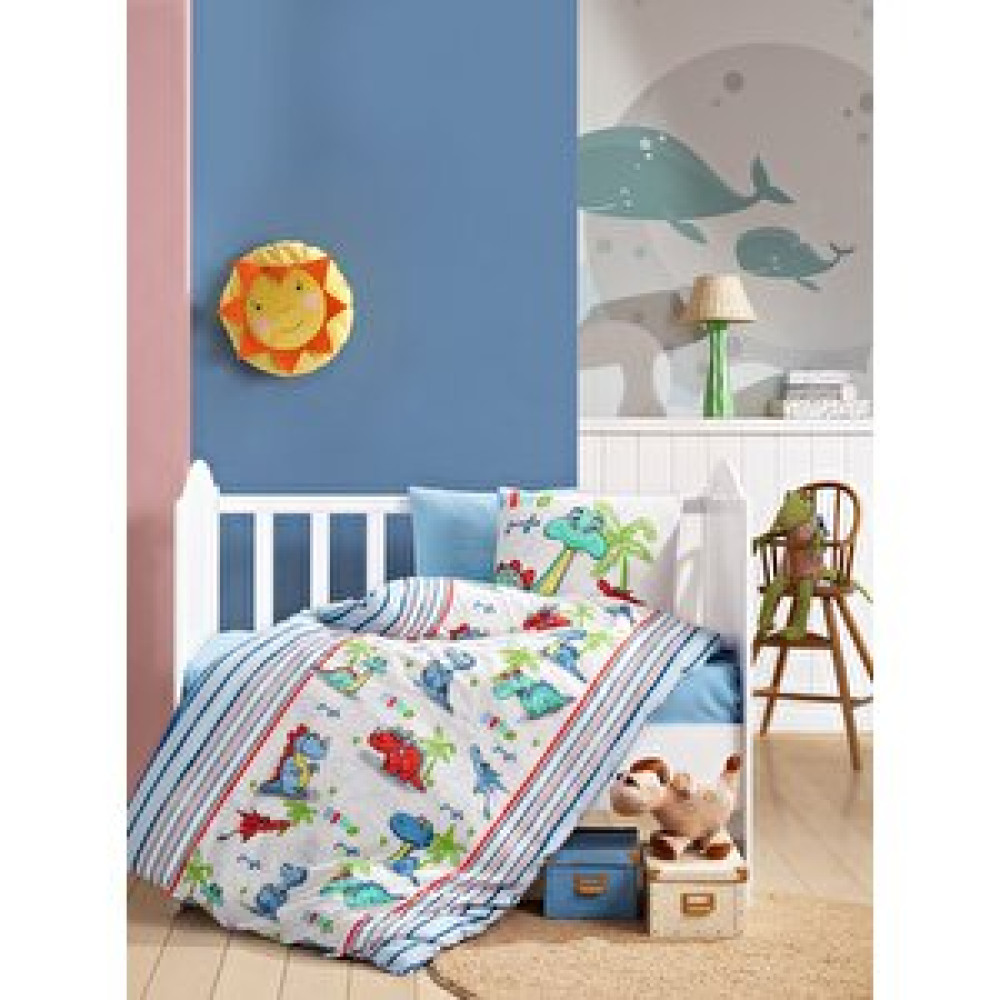 Cotton Box Flanel Bebek Nevresim Takımı Dino Mavi Bebek Nevresim Takımı Fiyatı