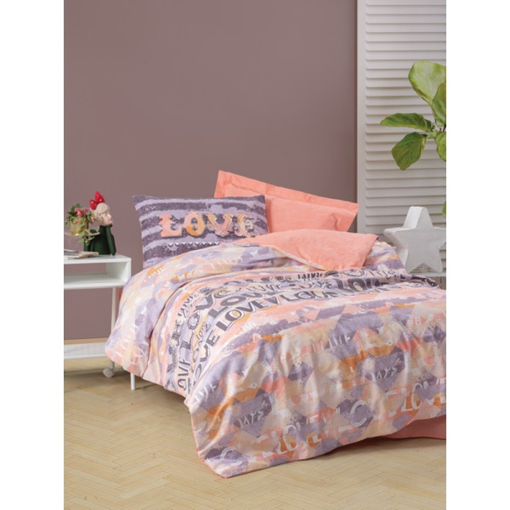 Cotton Box Genç Odası Tek Kişilik Lastikli Çarşaflı Nevresim Takımı Love Pudra - 160 x 220 cm Bebek Nevresim Takımı Fiyatı