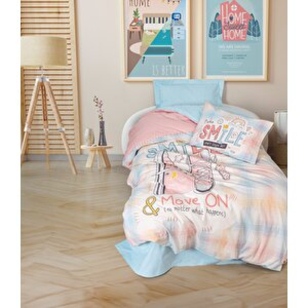 Cotton Box Genç Odası Tek Kişilik Lastikli Çarşaflı Nevresim Takımı Smile Mint Nevresim Takımı Fiyatı