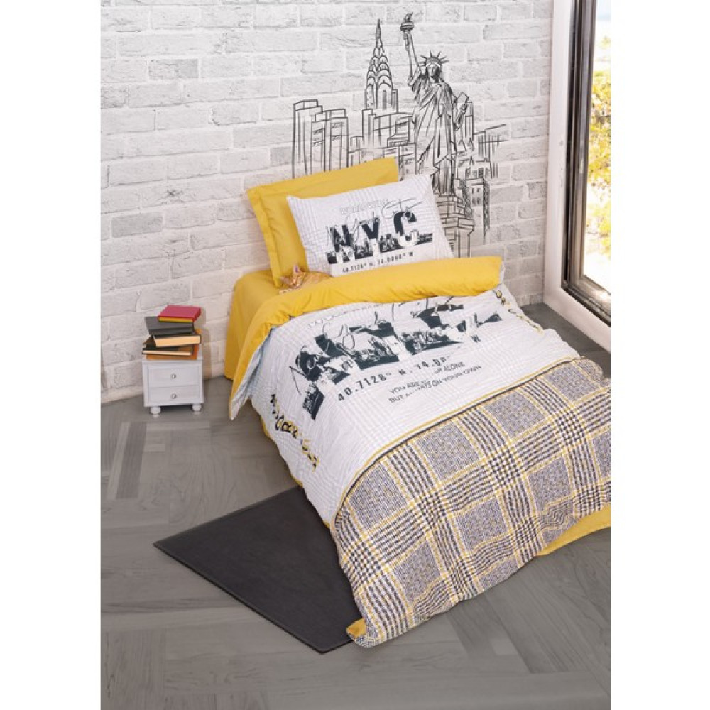 Cotton Box Genç Odası Tek Kişilik Lastikli Çarşaflı Nevresim Takımı Worldwide Hardal - 100 x 200 cm Bebek Nevresim Takımı Fiyatı