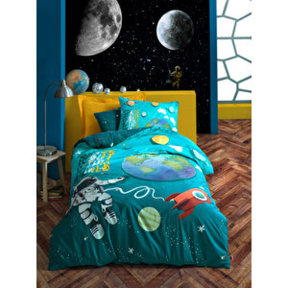 Cotton Box Junior Tek Kişilik Lastikli Çarşaflı Nevresim Takımı Little Astronaut Turkuaz Nevresim Takımı Fiyatı