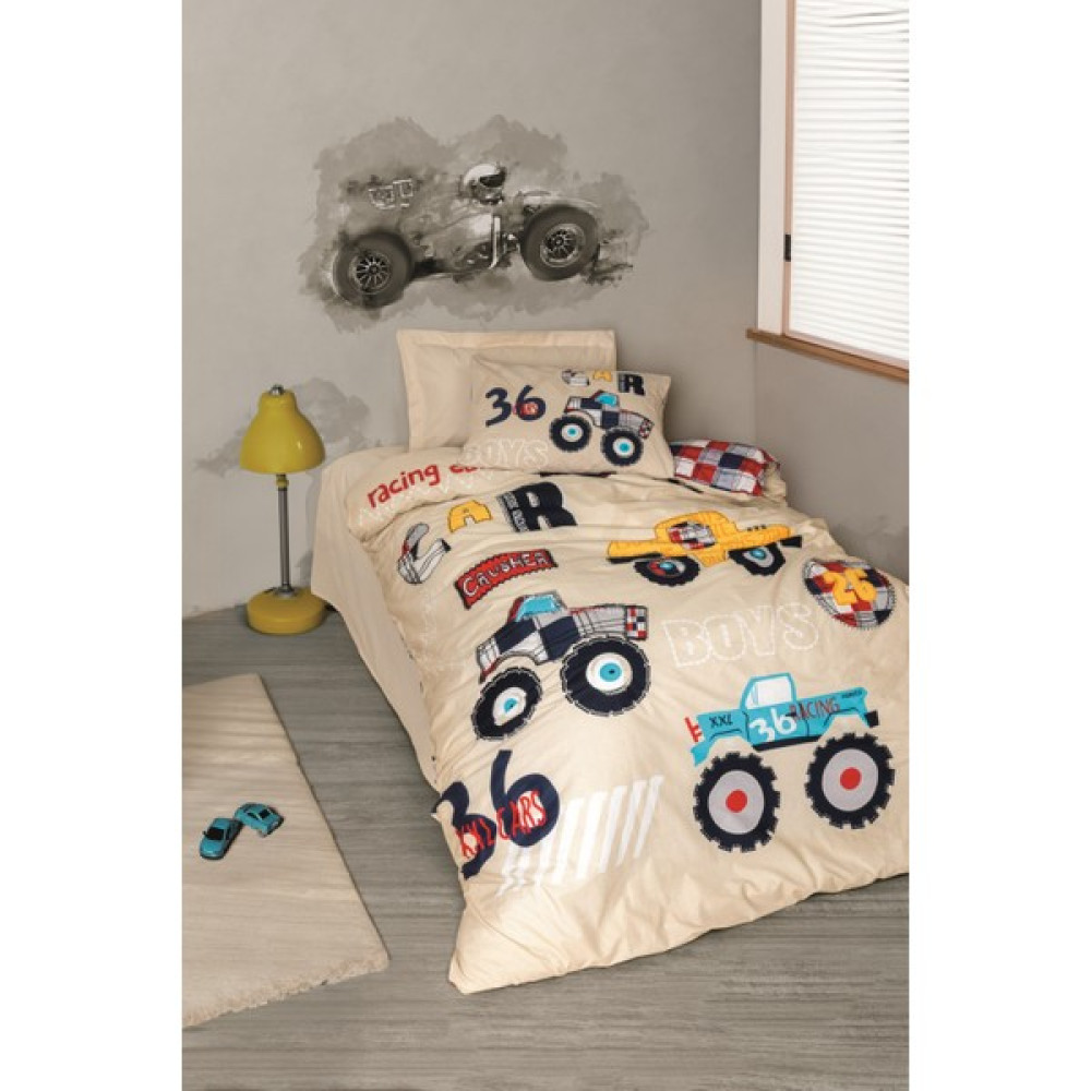 Cotton Box Junior Tek Kişilik Nevresim Takımı Cars Bej - Gri - 160 x 220 cm Bebek Nevresim Takımı Fiyatı