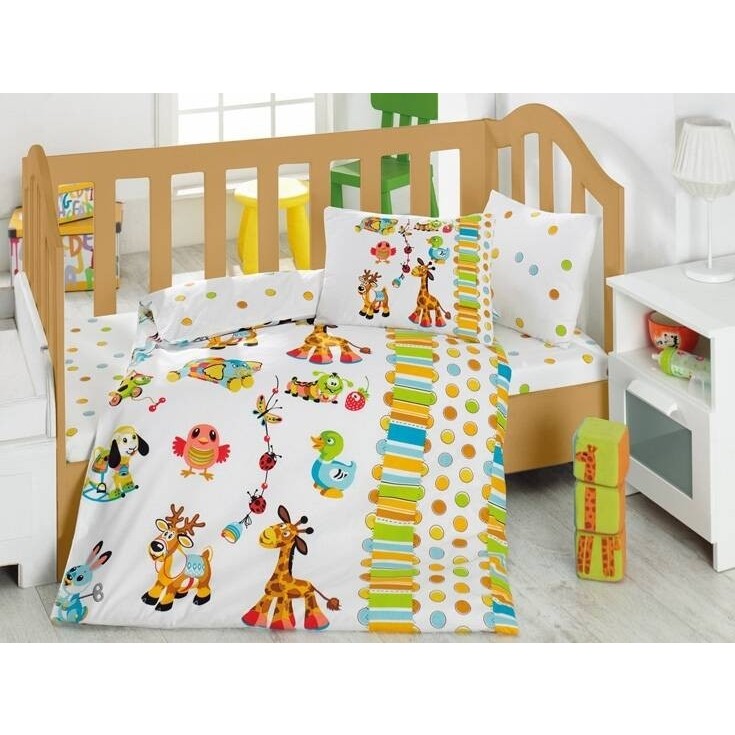 Cotton Box Oyun Bahçesi Turkuaz Bebek Nevresim Takımı %100 Pamuk 100 x 150 cm Eğlenceli Desenli Oyun Bahçesi Nevresim Takımı Fiyatı