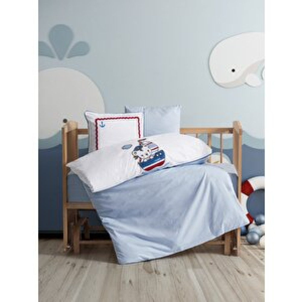 Cotton Box Punch Nakışlı Bebek Nevresim Takımı Miniyo Mavi Bebek Nevresim Takımı Fiyatı