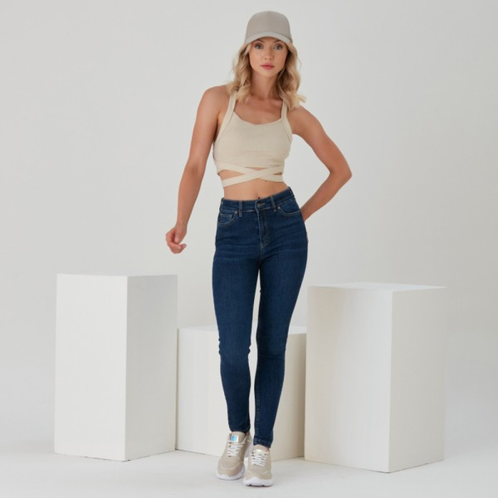 Cotton Chief Mavi Yüksek Bel Skinny Jean Dar Paça Kadın Kot Pantolon Bayan Jeans / Kot Pantolon Fiyatı