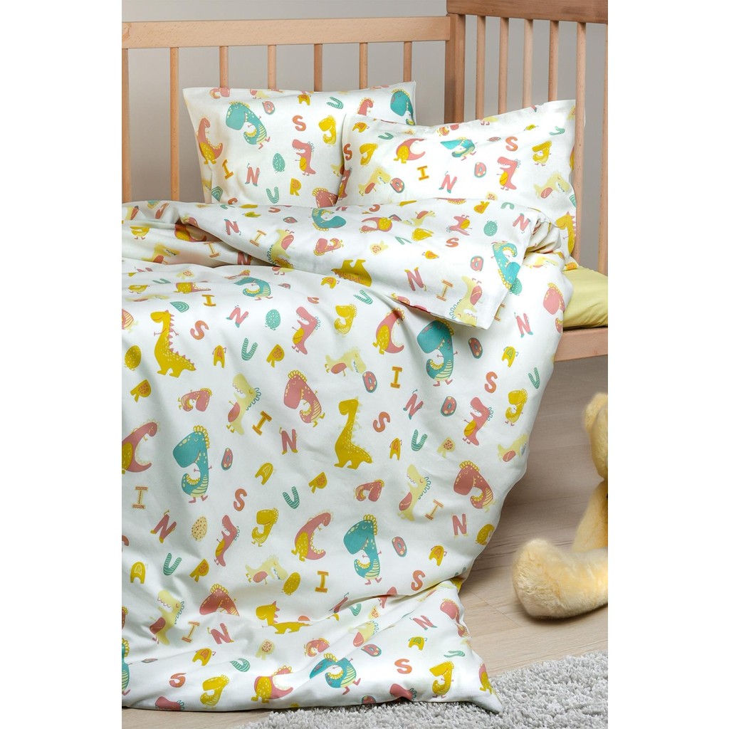 Cotton Collection %100 Pamuk Bebek Nevresim Takımı Dinosaurs - 100 x 150 cm - Çok Renkli Nevresim Takımı Fiyatı