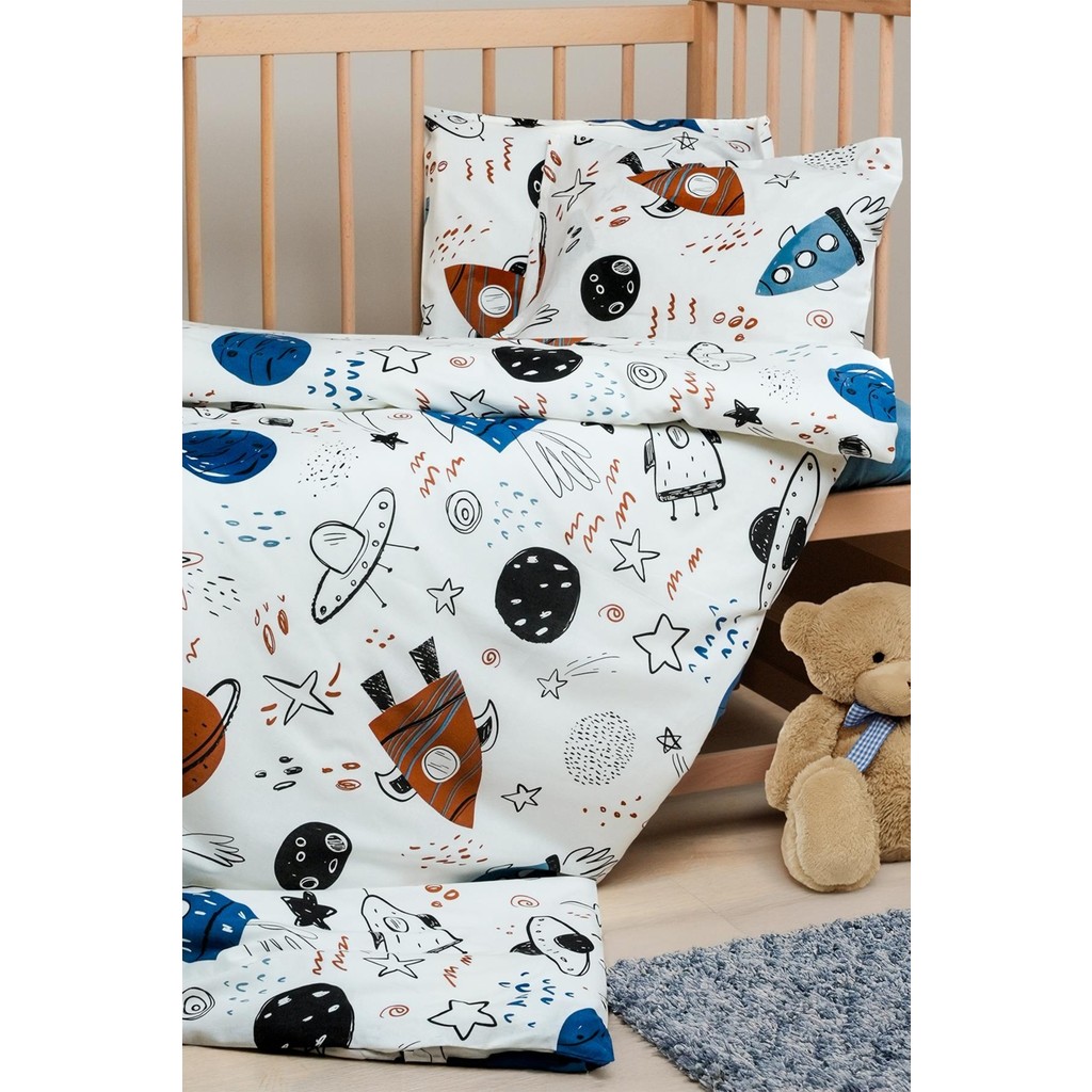 Cotton Collection %100 Pamuk Bebek Nevresim Takımı Space - 100 x 150 cm - Çok Renkli Nevresim Takımı Fiyatı