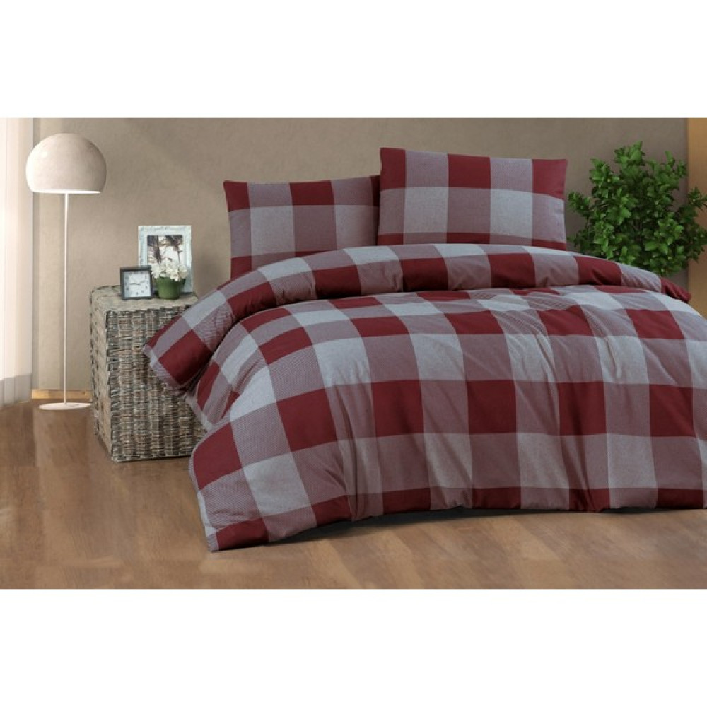 Cotton Collection Çift Kişilik Flanel (Pazen) Nevresim Takımı Green Kırmızı - 200 x 220 cm - Bordo - Gri Nevresim Takımı Fiyatı