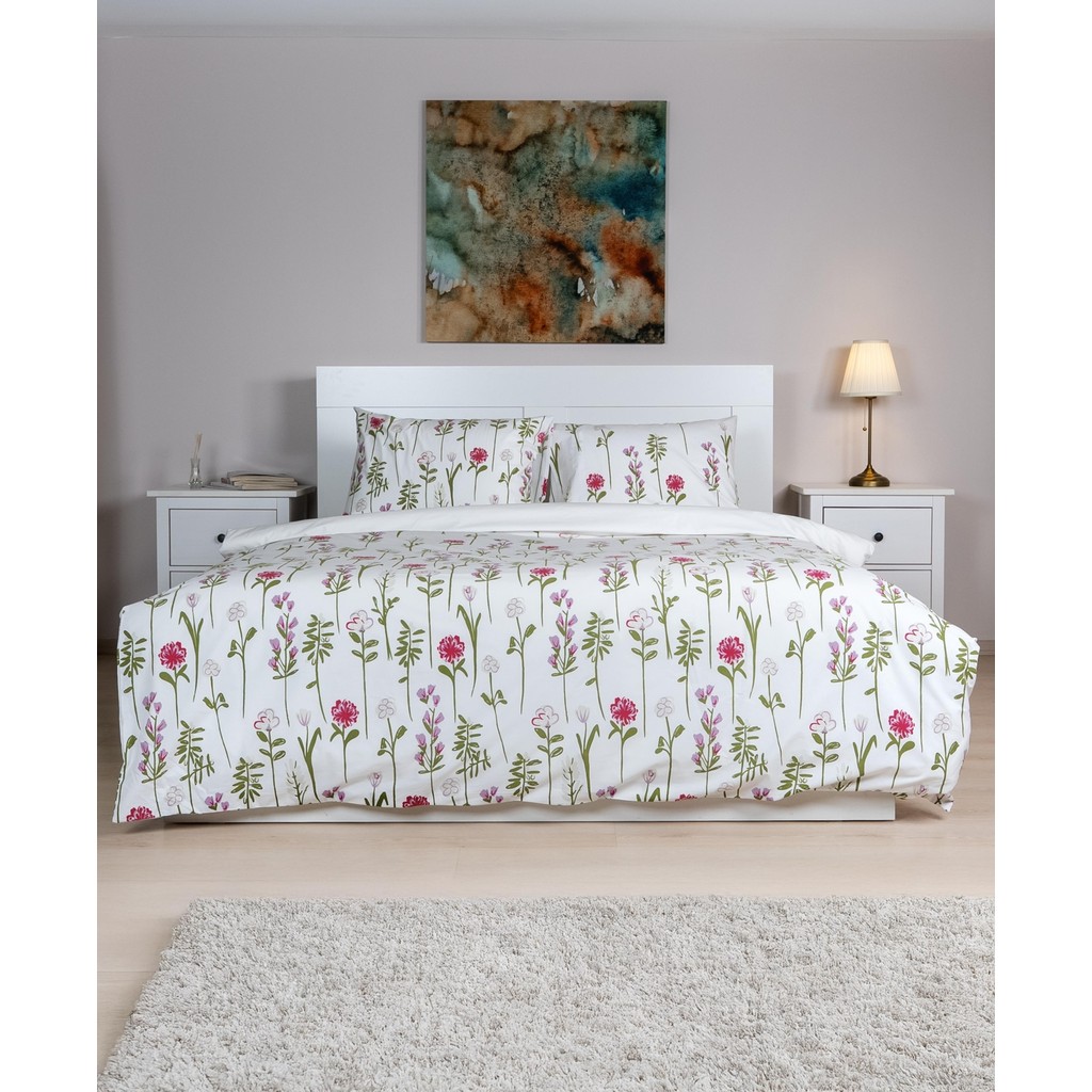 Cotton Collection Çift Kişilik Nevresim Seti Fleur - 200 x 220 cm - Gri - Beyaz Nevresim Takımı Fiyatı