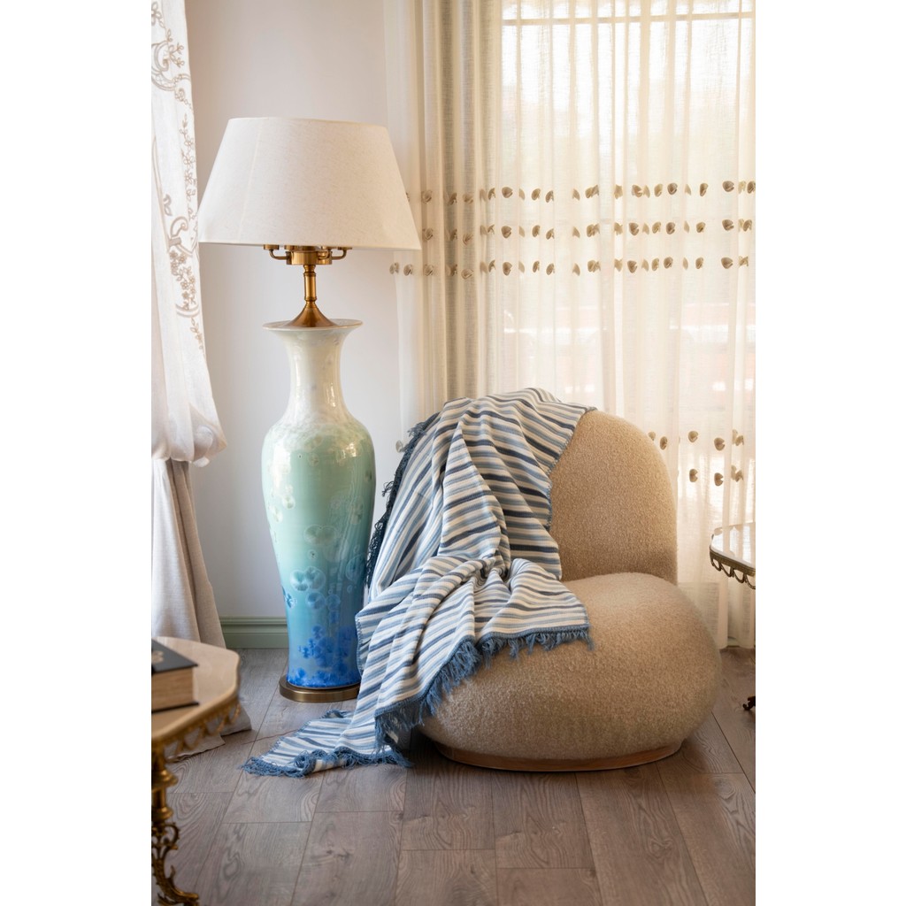 Cotton Collection Tek Kişilik Pamuklu Battaniye 150 x 200 cm Indigo Renkli Yumuşak Doku - Çok Renkli Battaniye Fiyatı