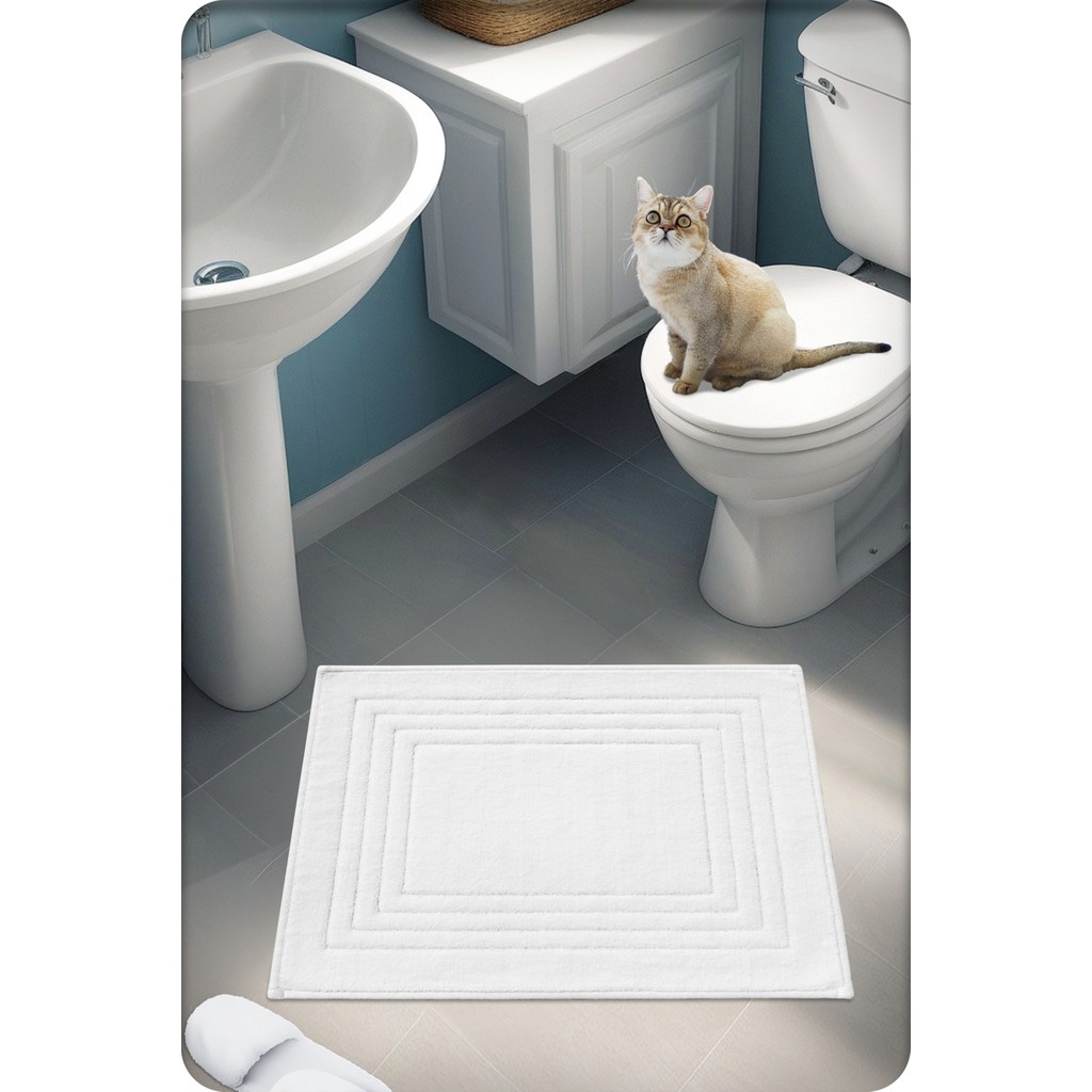Cotton Crafty %100 Pamuk Dokuma Banyo Paspası Vera 60X50 cm - Beyaz Araca Özel Paspaslar Fiyatı