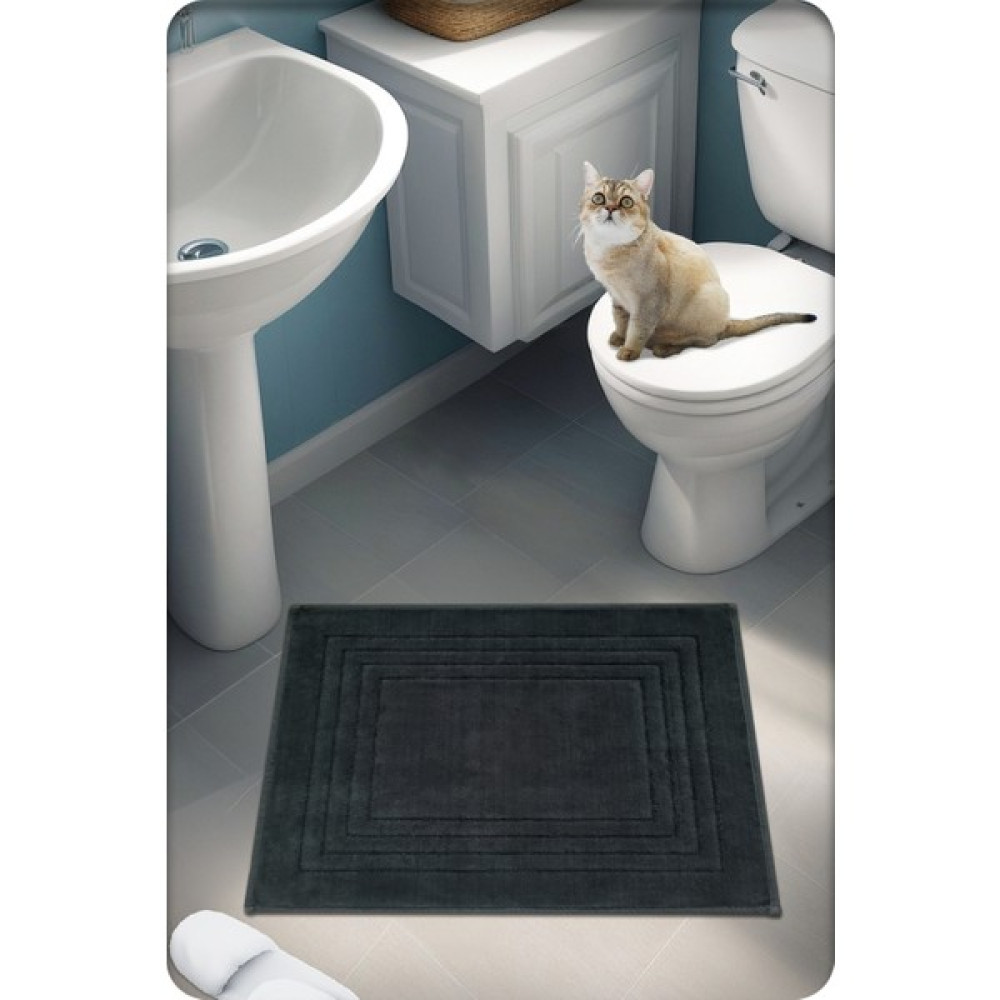 Cotton Crafty Kaymaz Taban %100 Pamuk Dokuma Banyo Paspası Vera 60X50 cm - Antrasit Klozet Takımı Fiyatı