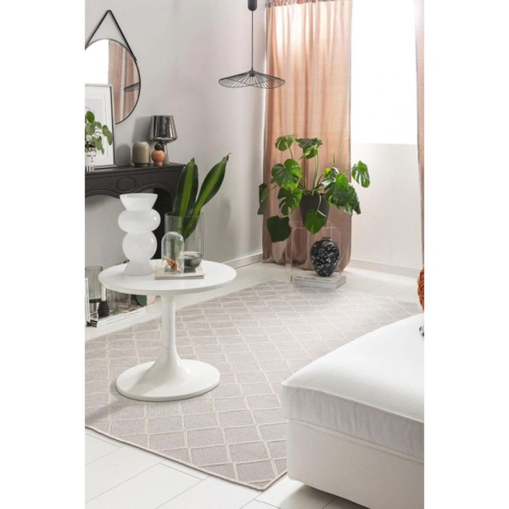 Cotton Halı Mood Smoke White Iskandinav Desenli Kaydırmaz Dokuma Kilim - Kül Rengi - 80 x 150 cm Kilim Fiyatı