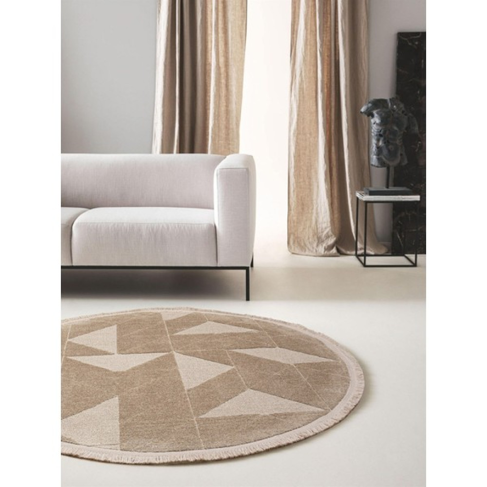 Cotton Halı Sidney Beige Yuvarlak Pelüş Dokulu Salon Makine Halısı - 160 x 160 cm - Bej Salon Halısı Fiyatı