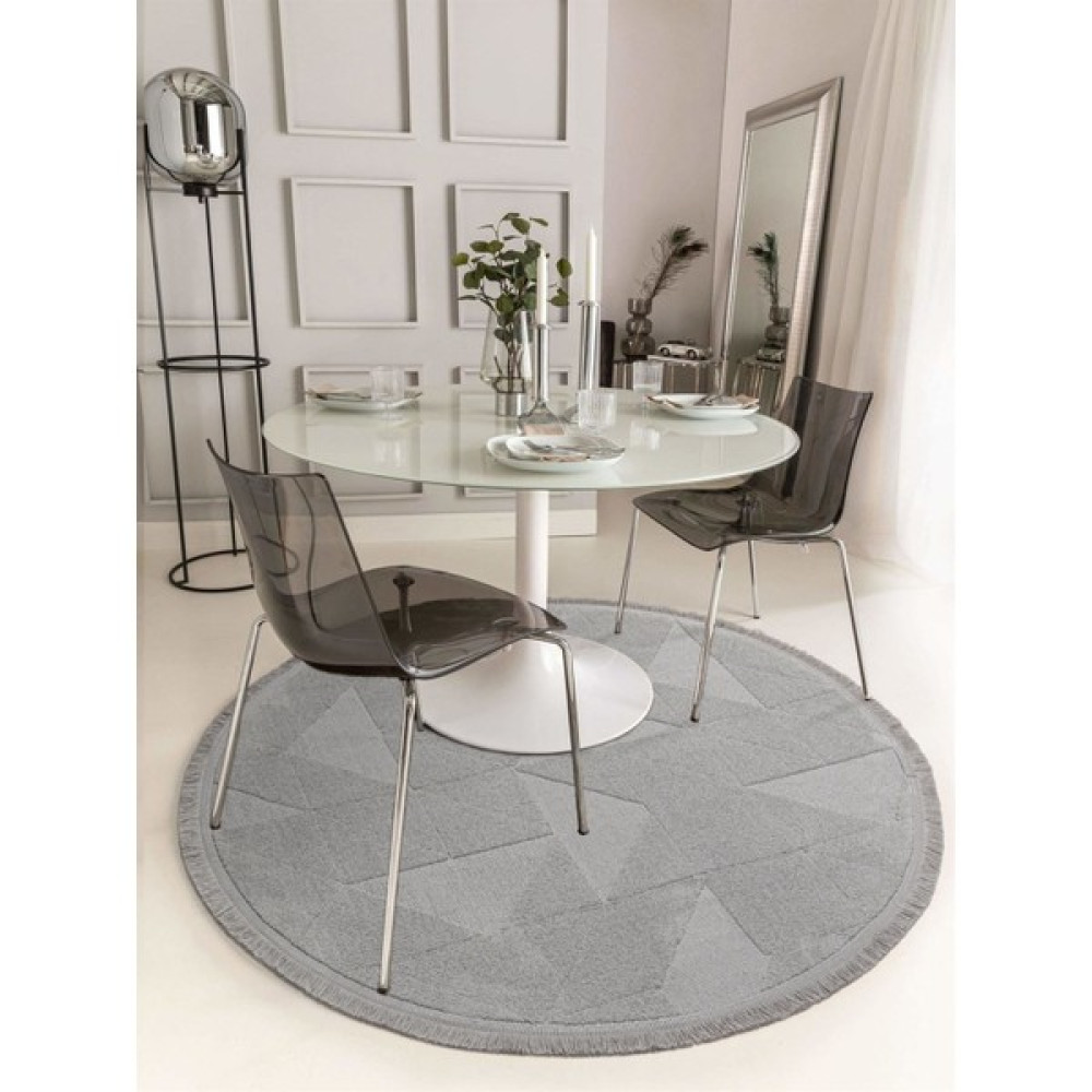 Cotton Halı Sidney Grey Yuvarlak Pelüş Dokulu Salon Makine Halısı - 160 x 160 cm - Gri Salon Halısı Fiyatı