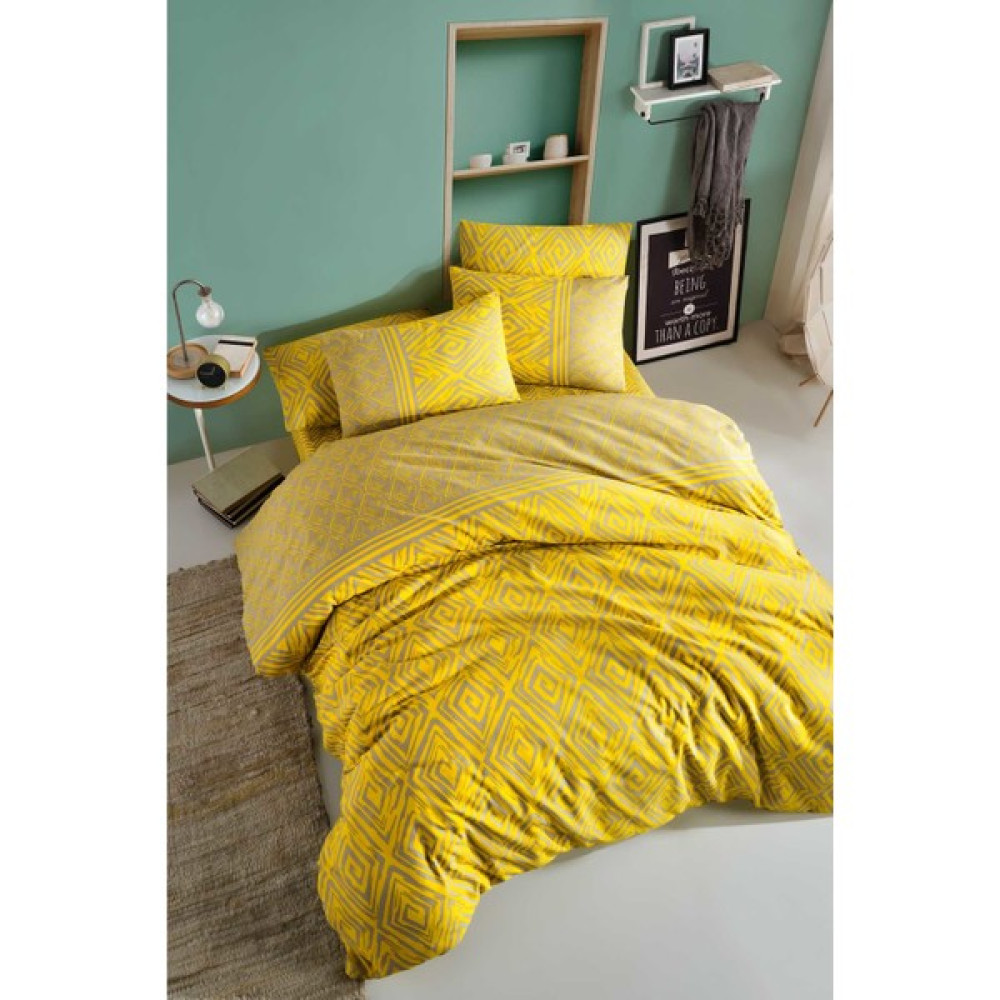 Cotton Life Fancy Çift Kişilik Nevresim Takımı - Motto Sarı - 200 x 220 cm Nevresim Takımı Fiyatı