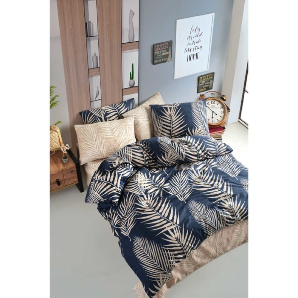 Cotton Life Fancy Tek Kişilik Nevresim Takımı - Palm Indigo - 160 x 220 cm - İndigo Nevresim Takımı Fiyatı
