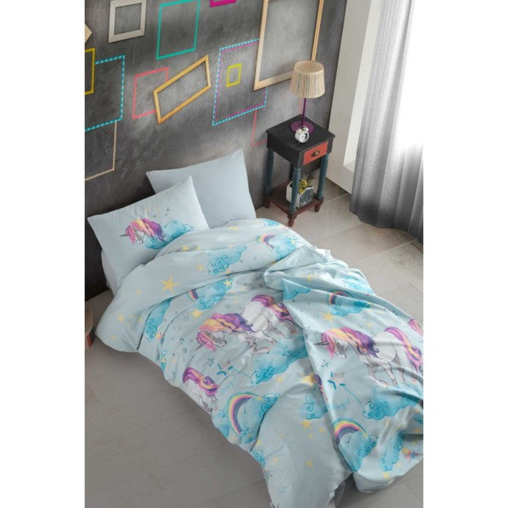 Cotton Life Fancy Tek Kişilik Nevresim Takımı - Unicorn Mint - 160 x 220 cm Nevresim Takımı Fiyatı