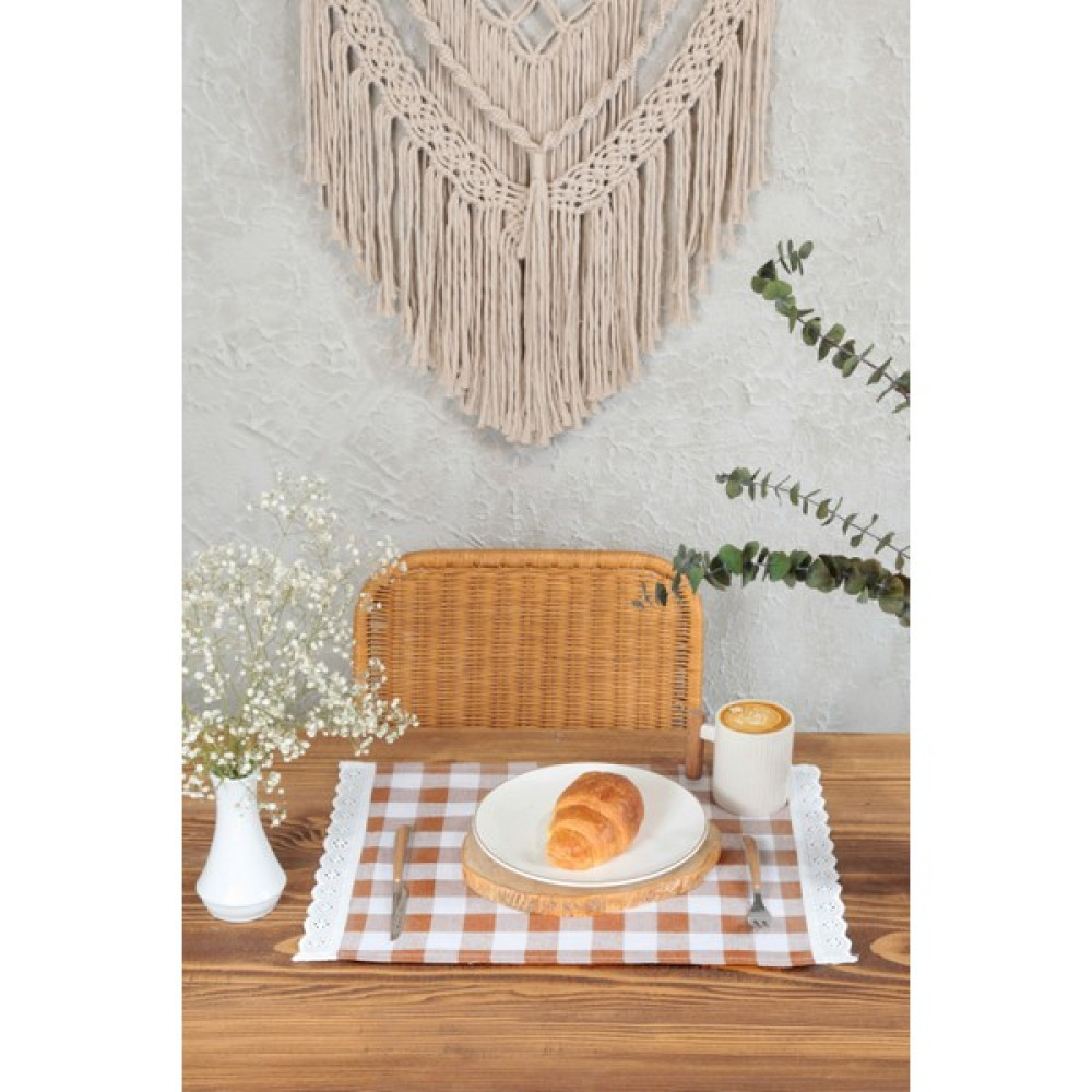 Cotton Maison Amerikan Servisi Kareli Fistolu 4 Lü Retro 30X45 cm Kahve - 30 x 45 cm - Beyaz - Kahve Amerikan Servis Fiyatı