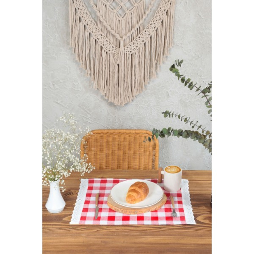 Cotton Maison Amerikan Servisi Kareli Fistolu 4 Lü Retro 30X45 cm Kırmızı - 30 x 45 cm - Beyaz - Kırmızı Amerikan Servis Fiyatı