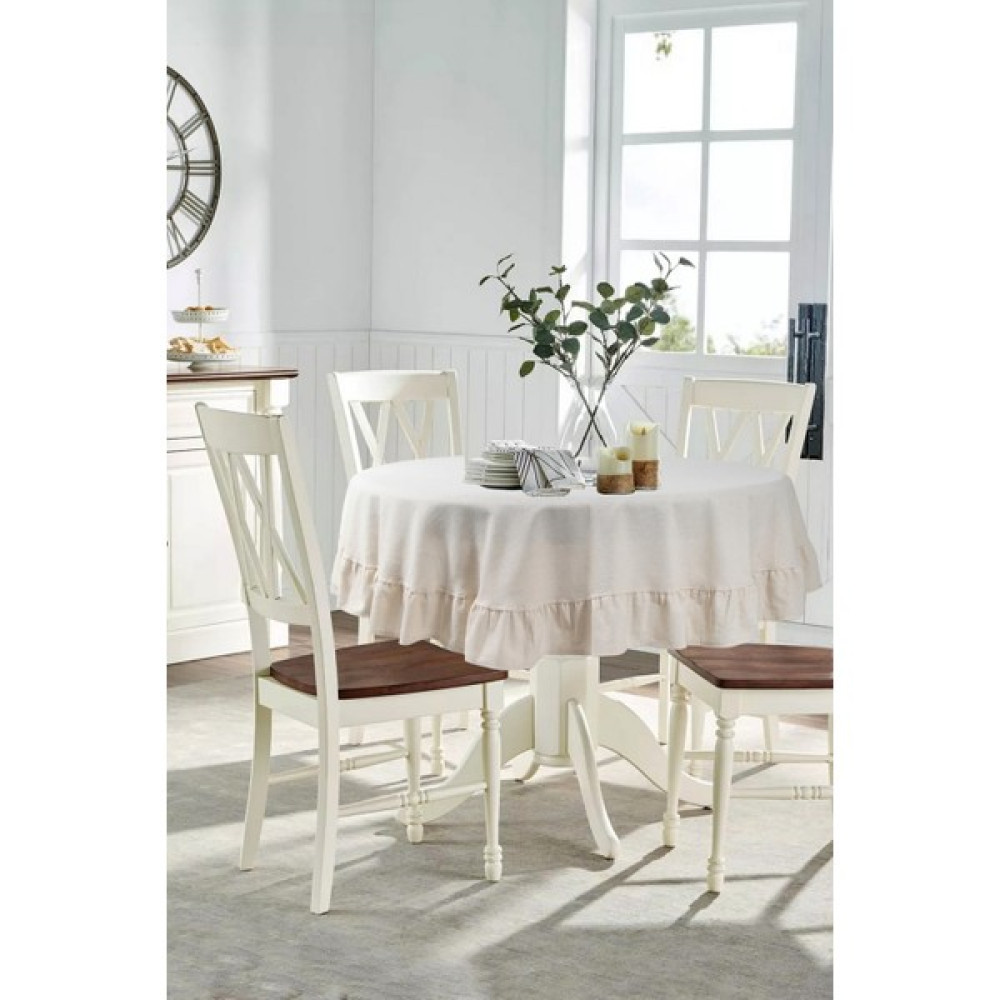Cotton Maison Naturel Fırfırlı Masa Örtüsü Vintage 200 cm Yuvarlak - Krem - 200 x 200 cm Masa Örtüsü Fiyatı