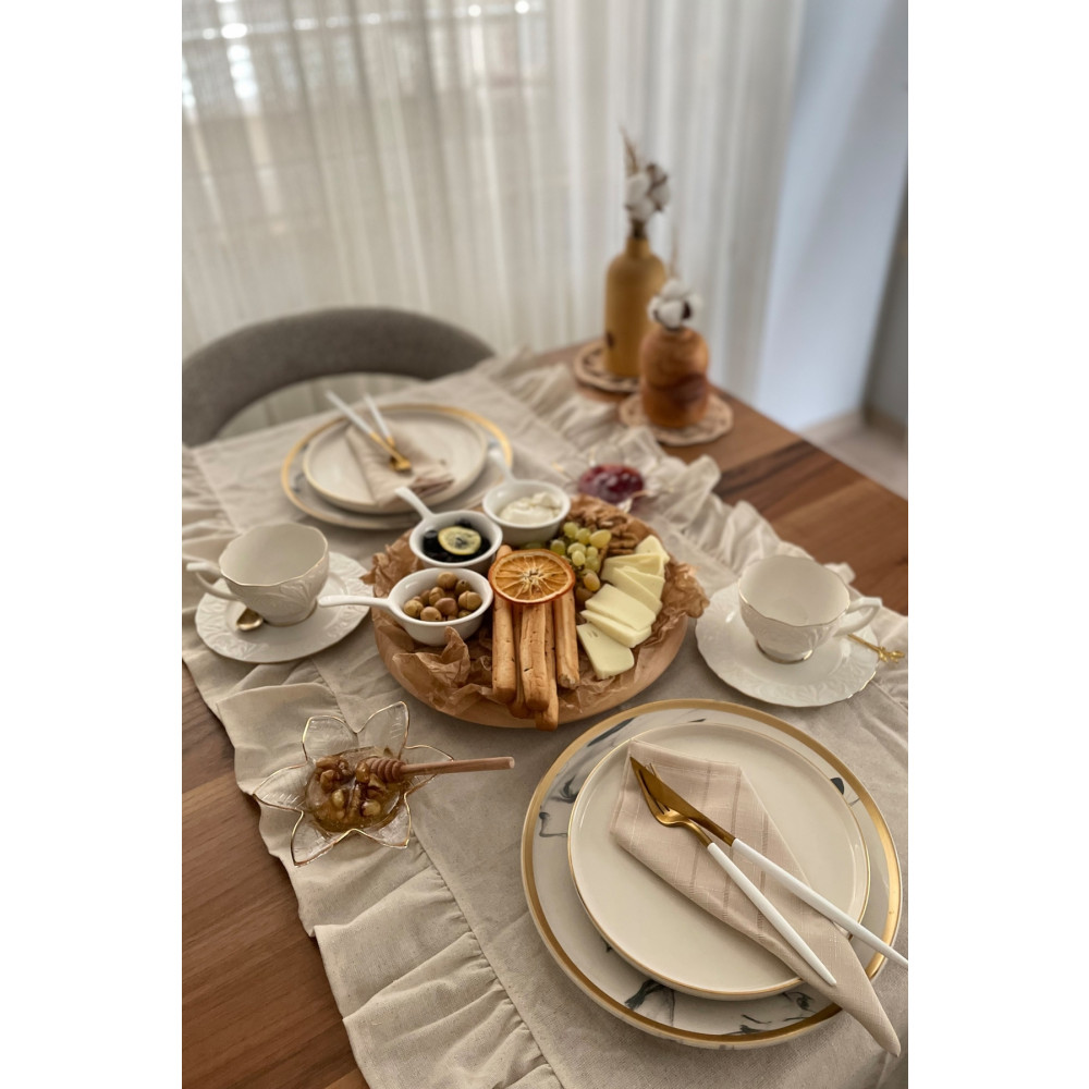cotton maison Naturel Fırfırlı Runner Vintage 40x110 Cm Runner Fiyatı