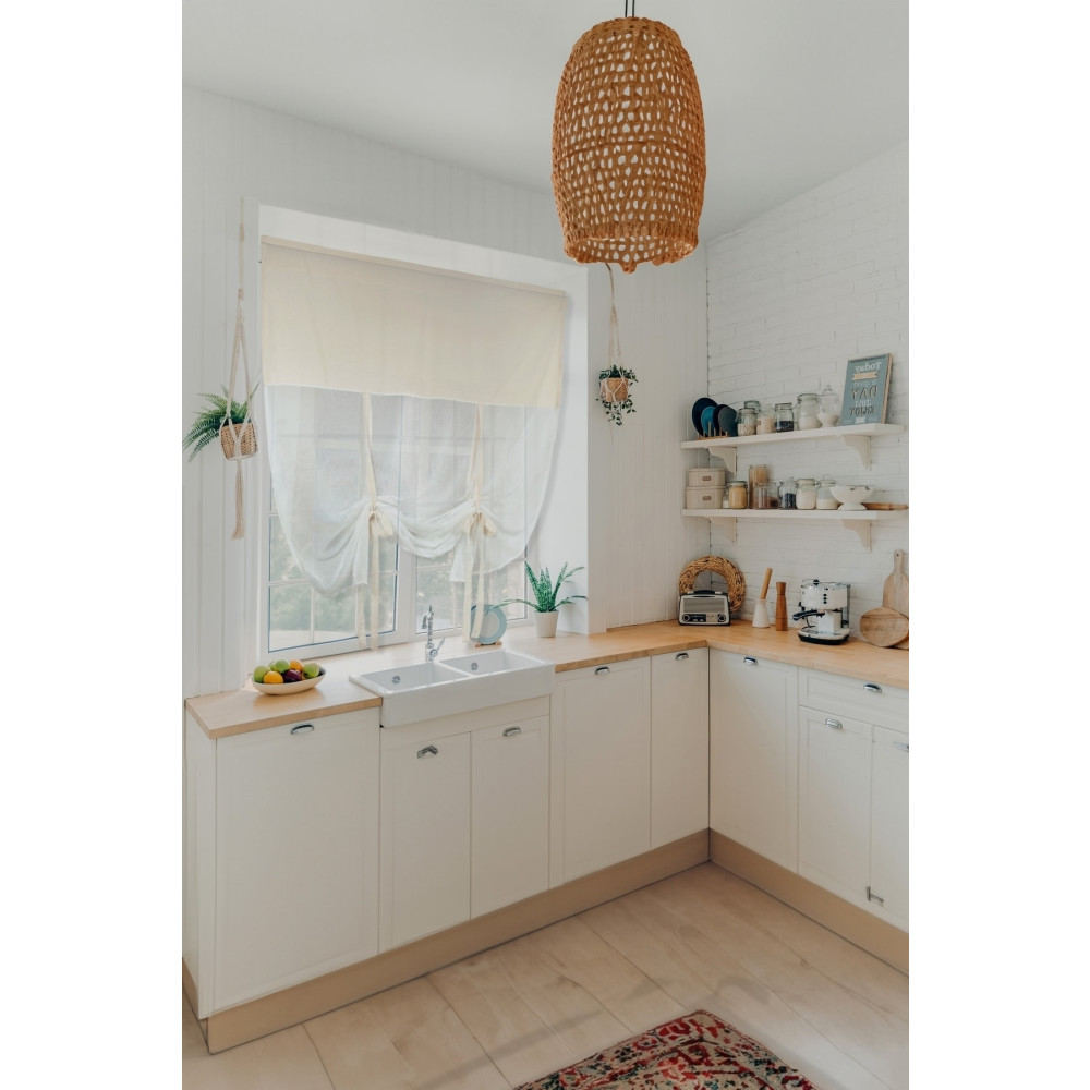 cotton maison Naturel Potlu Ekose Tül Perde Retro 160 x 200 Beden Tül Perde Fiyatı