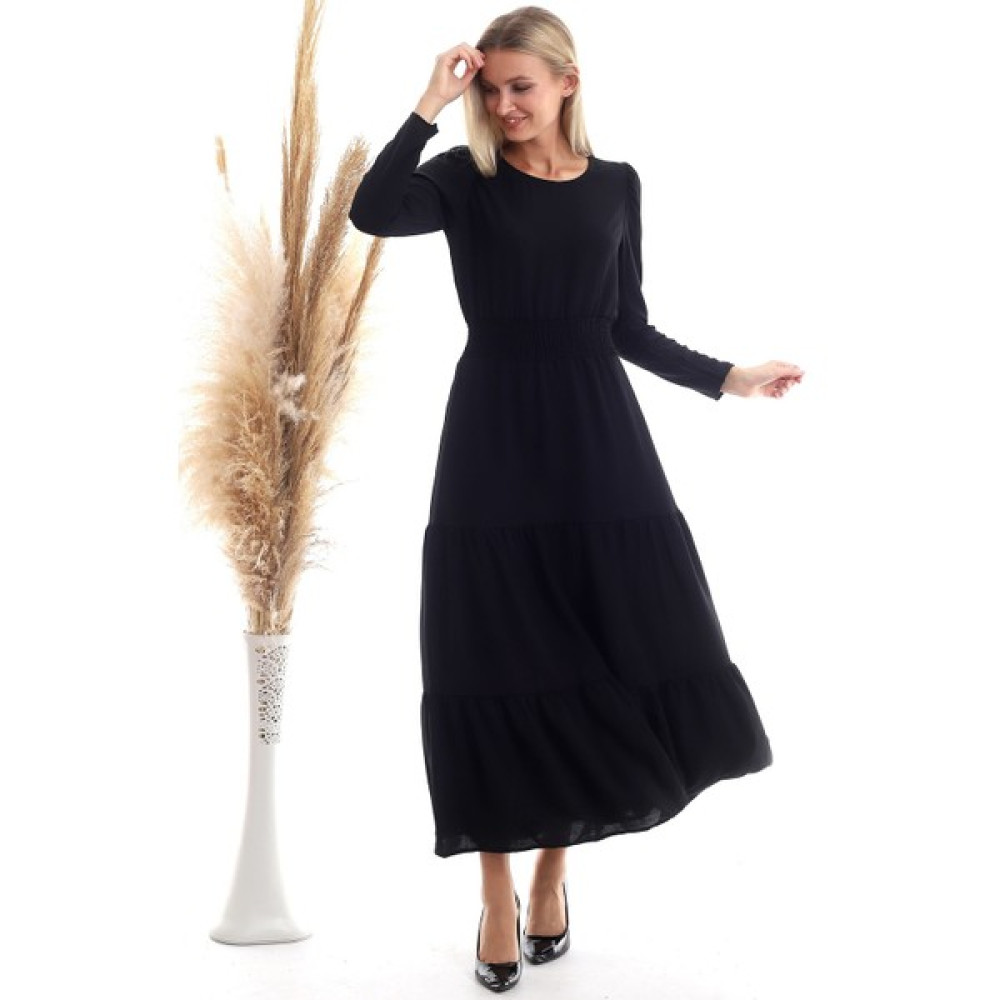 Cotton Mood 20333316 Ayrobin Beli Gipeli Uzun Kol Uzun Elbise Siyah Elbise Fiyatı