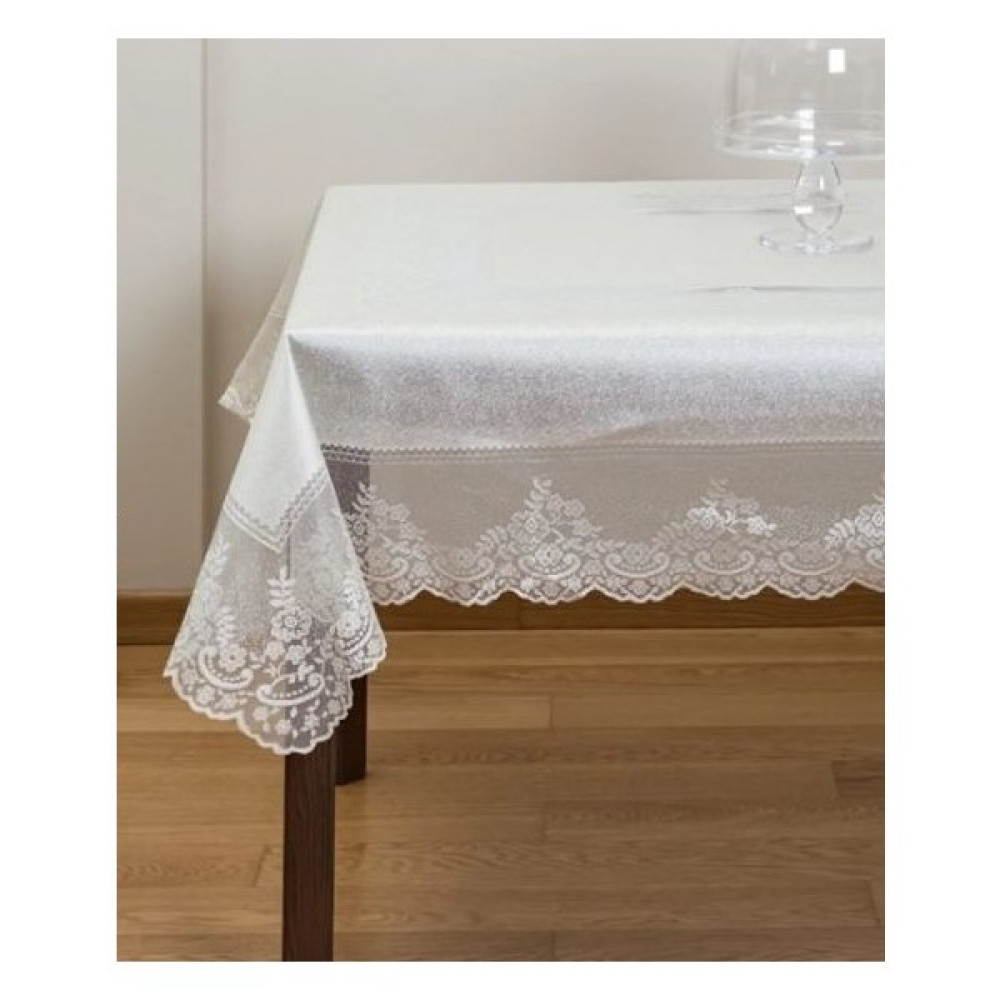 Cotton Studio Çini Desenli Örme Masa Örtüsü - 140 x 180 cm - Ekru Masa Örtüsü Fiyatı