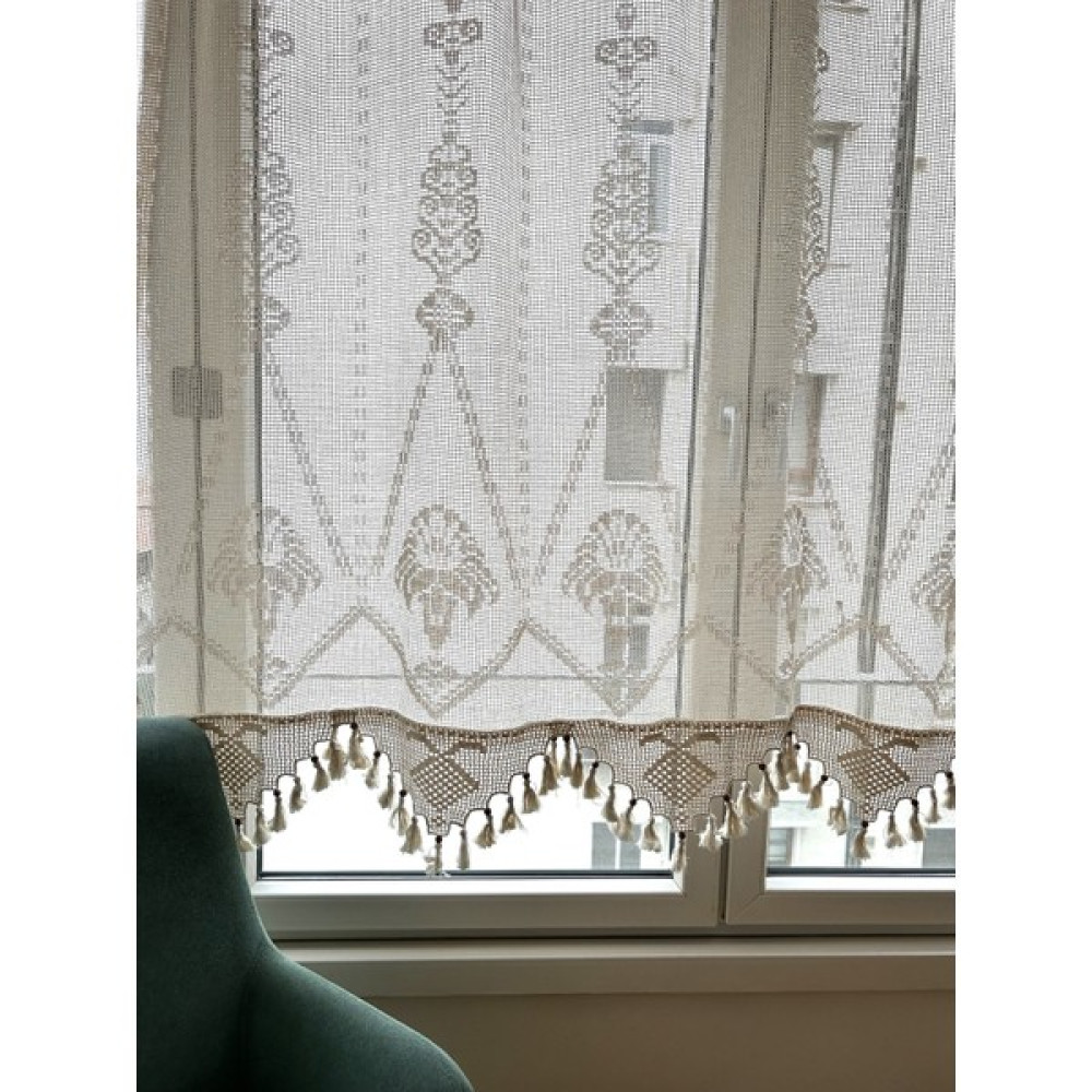 Cotton Studio Pamuklu Buldan Işi Makrome Tül - 100 x 200 cm - Bej Tül Perde Fiyatı