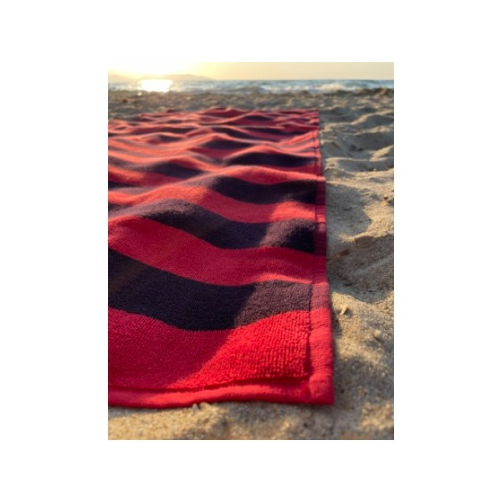 Cotton Therapy Plaj Banyo Duş Havuz Spor Havlusu Yumuşak Su Emici Pamuklu - 75 x 150 cm - Kırmızı - Lacivert Plaj Havlusu Fiyatı