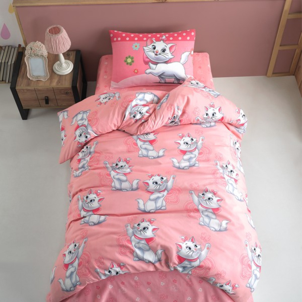 Cotton Touch Ranforce Catsy Tek Kişilik Nevresim Takımı - Pembe - 160 x 220 cm Nevresim Takımı Fiyatı