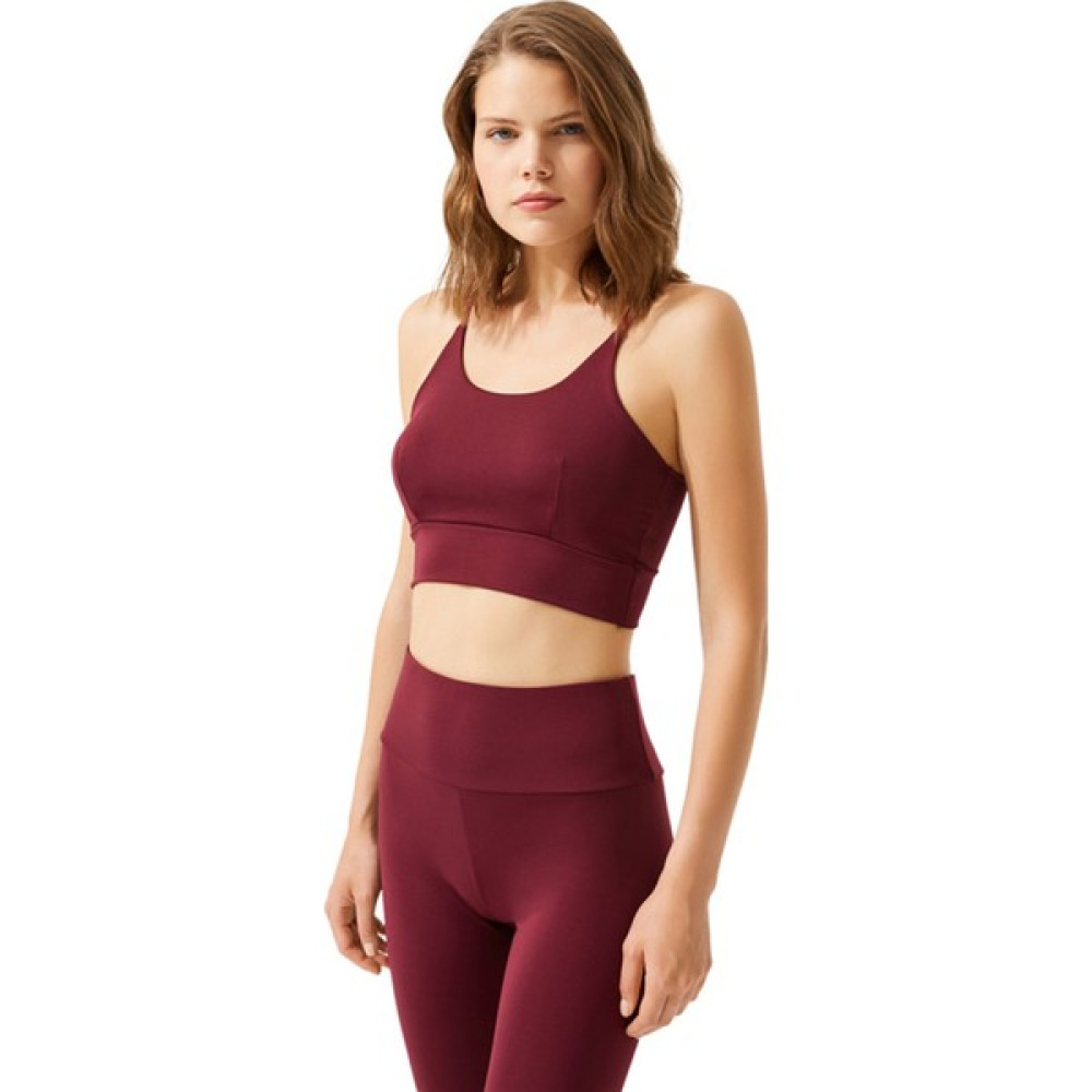 COTTONHILL Bordo Ayarlanabilir Askılı Hafif Destekli Crop Top Büstiyer Kadın İç Giyim / Çamaşır Fiyatı