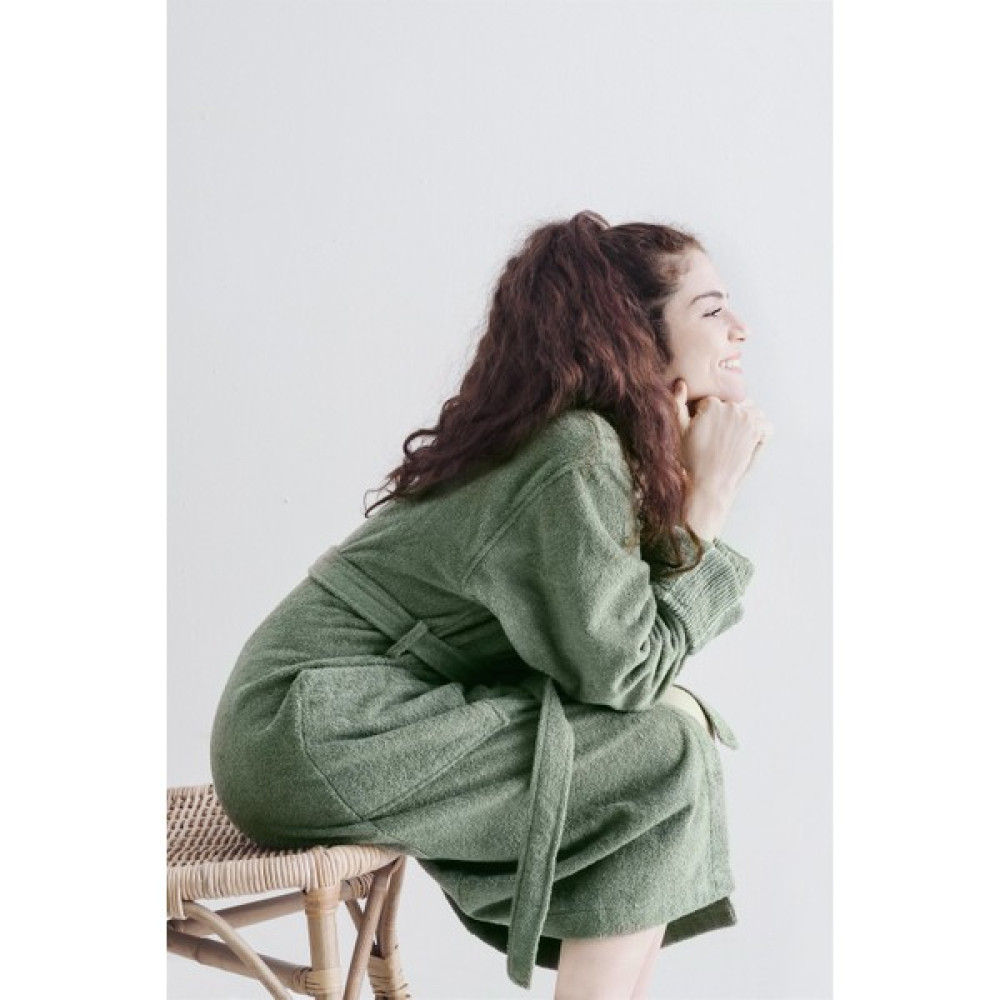 Cottonmania Carmıne Robe Olive Şalyaka Bornoz - L - XL - Yeşil Bornoz Fiyatı