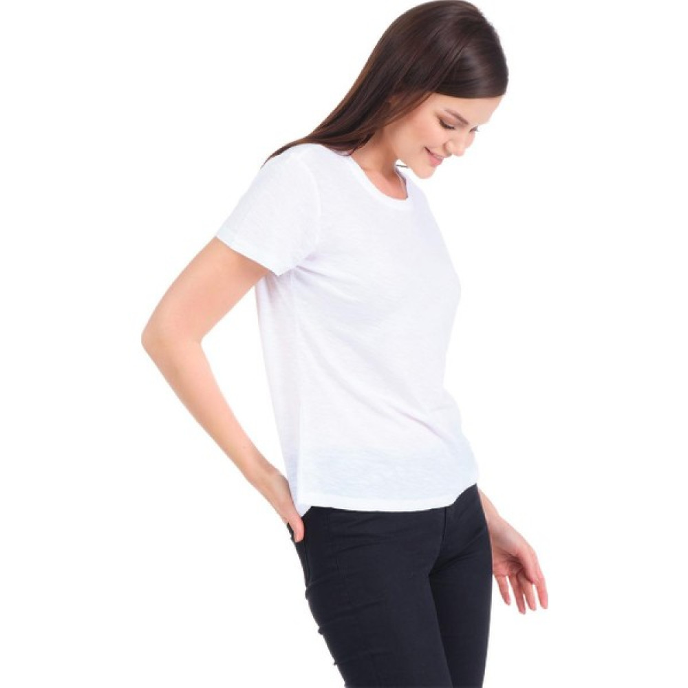 COTTONY PURE Beyaz Bisiklet Yaka Organik Pamuklu Tişört Bayan T-shirt Fiyatı