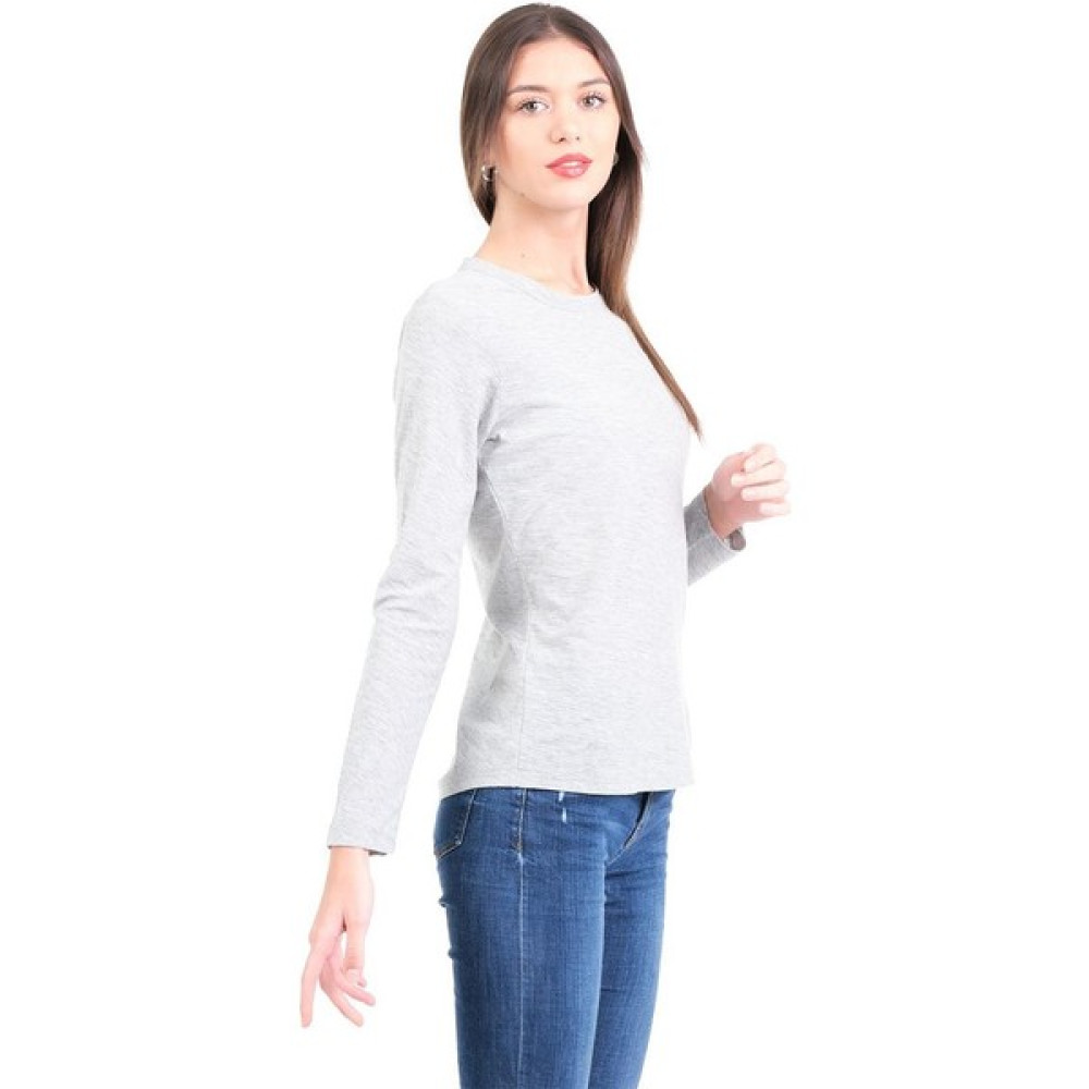 COTTONY PURE Gri Bisiklet Yaka Organik Pamuklu Uzun Kollu Tişört Bayan T-shirt Fiyatı