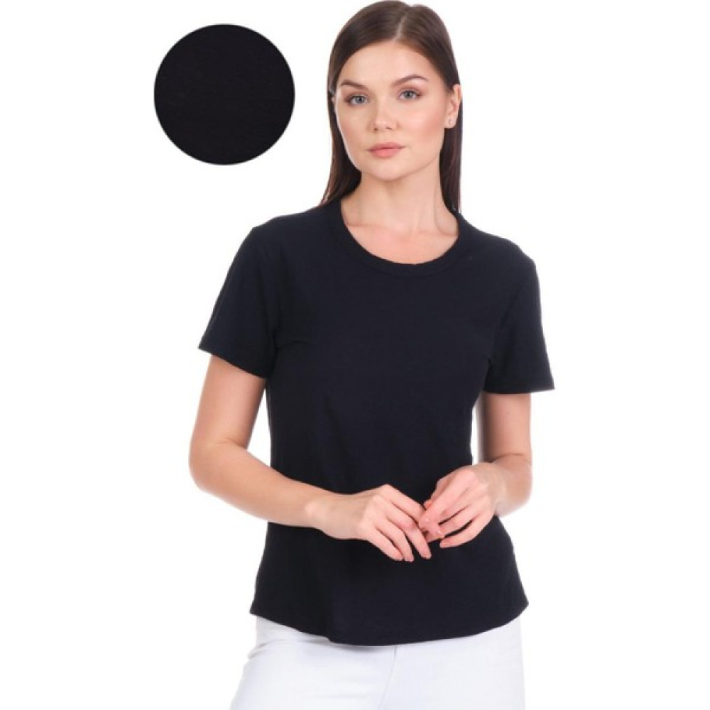 COTTONY PURE Siyah Bisiklet Yaka Organik Pamuklu Tişört Bayan T-shirt Fiyatı