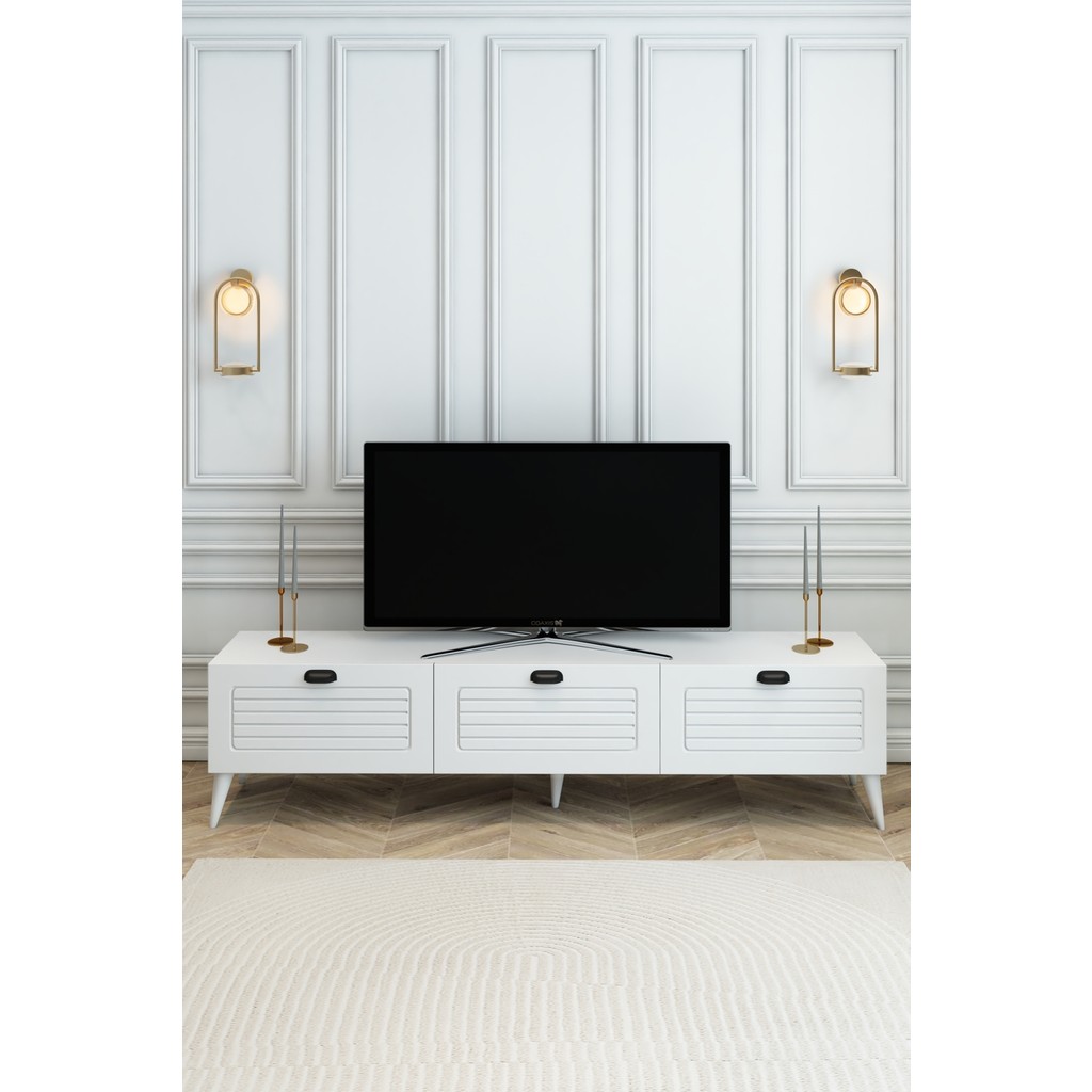 Country Model 150 cm TV Ünitesi - MDF Membran Kapak Modern TV Sehpası | Beyaz Renk Televizyon Konsolu Tv Ünitesi / Sehpası Fiyatı